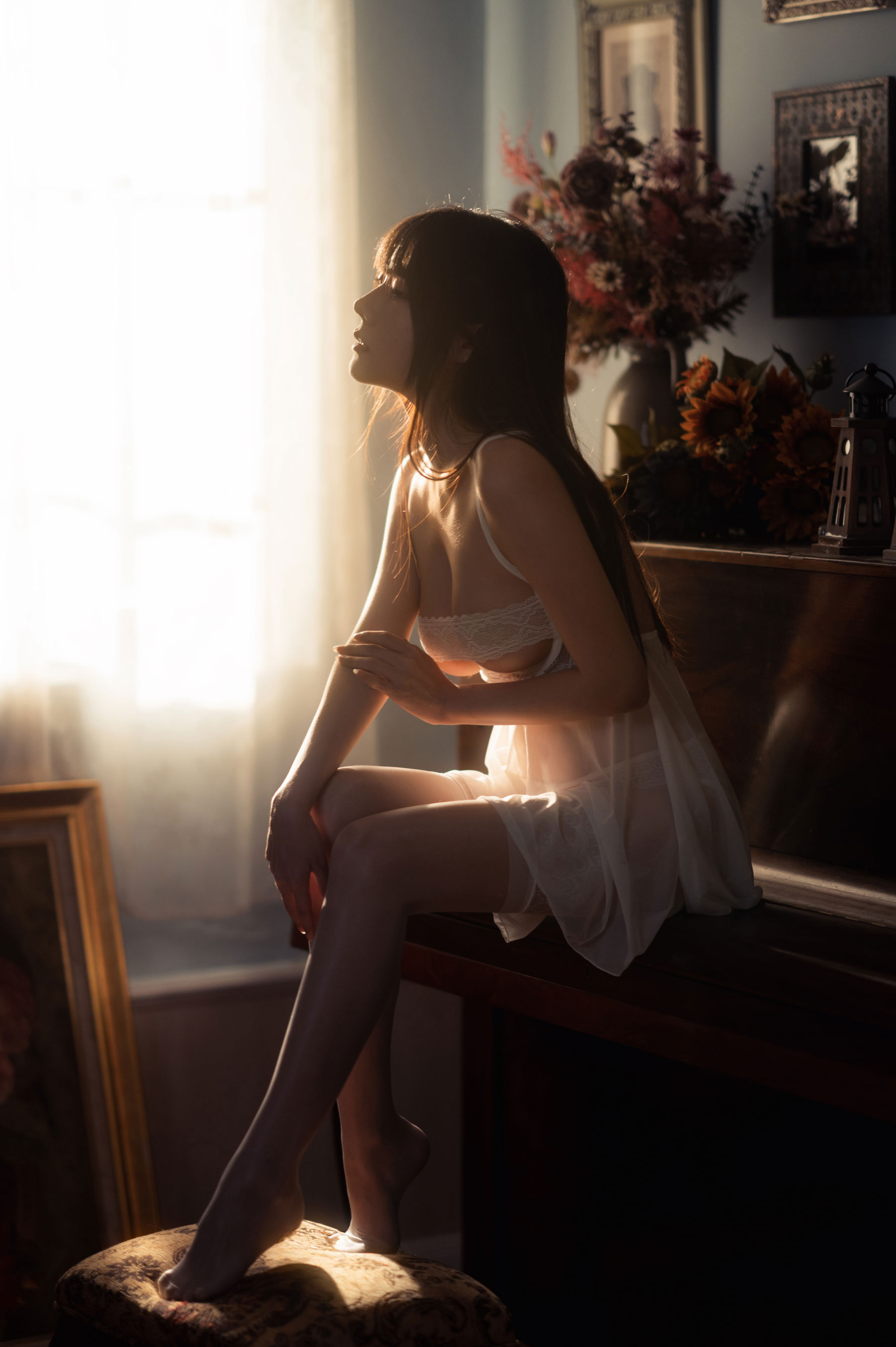香草喵露露 写真 - 白丝纱裙/(10P)