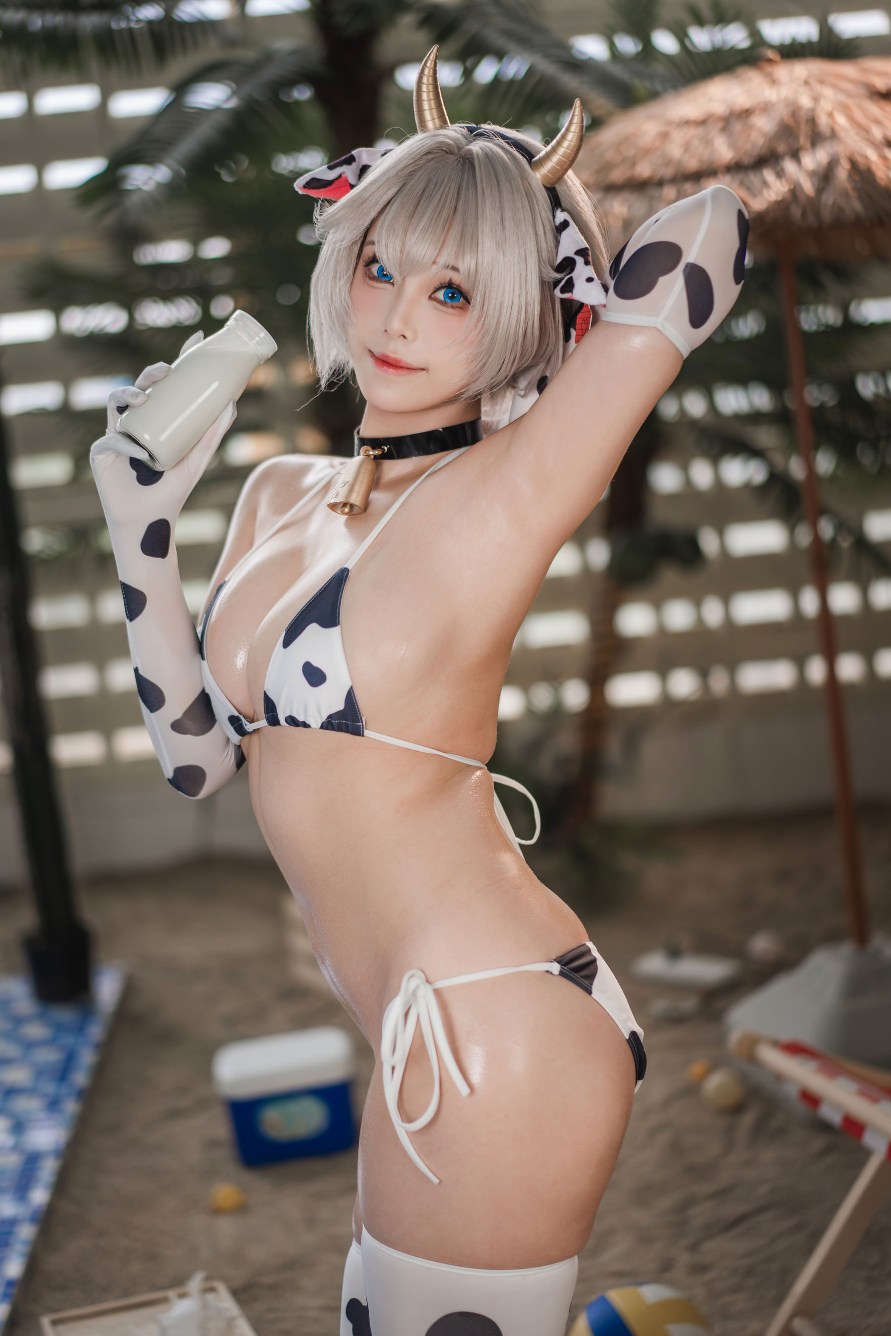 萌系小姐姐 蜜汁猫裘 - 棕色尘埃奶牛/(172P)