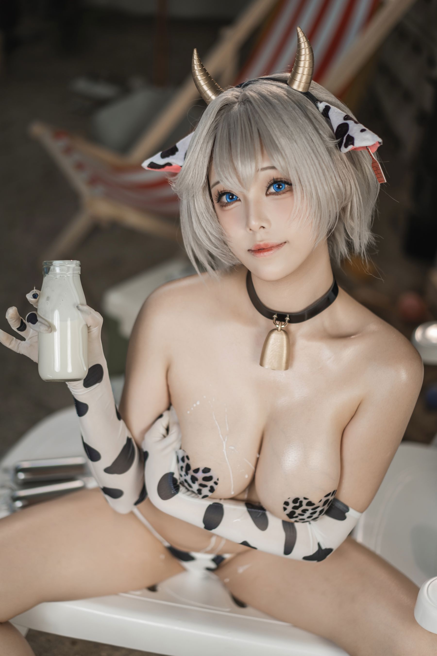 萌系小姐姐 蜜汁猫裘 - 棕色尘埃奶牛/(172P)