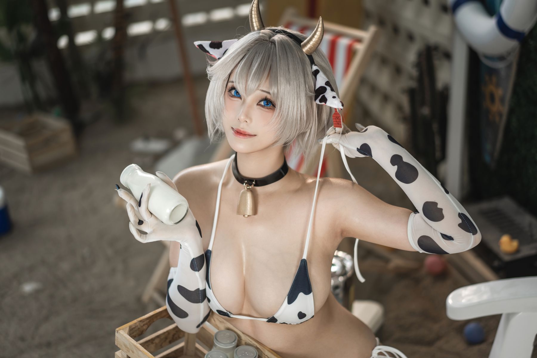 萌系小姐姐 蜜汁猫裘 - 棕色尘埃奶牛/(172P)