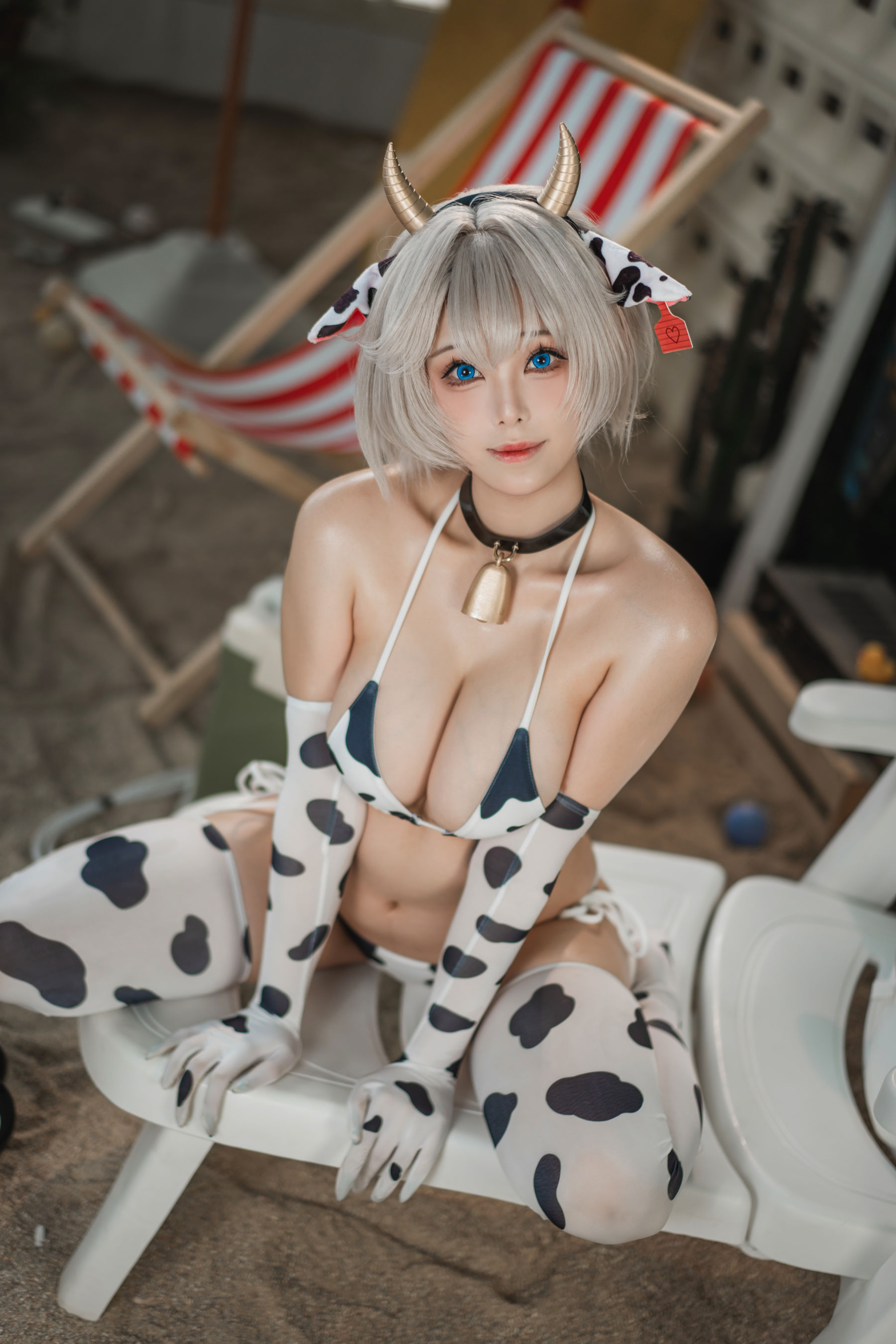 萌系小姐姐 蜜汁猫裘 - 棕色尘埃奶牛/(172P)