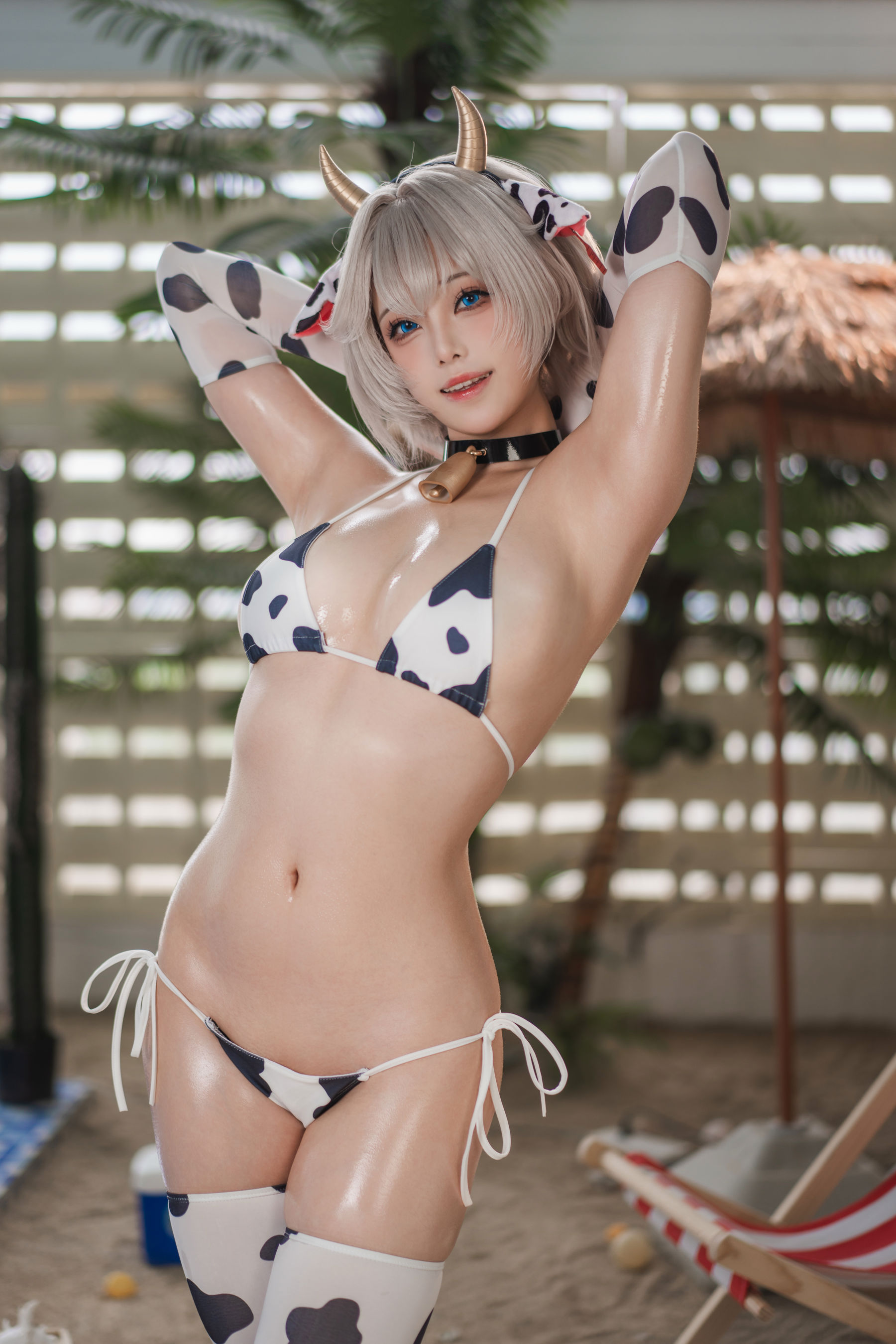 萌系小姐姐 蜜汁猫裘 - 棕色尘埃奶牛/(172P)