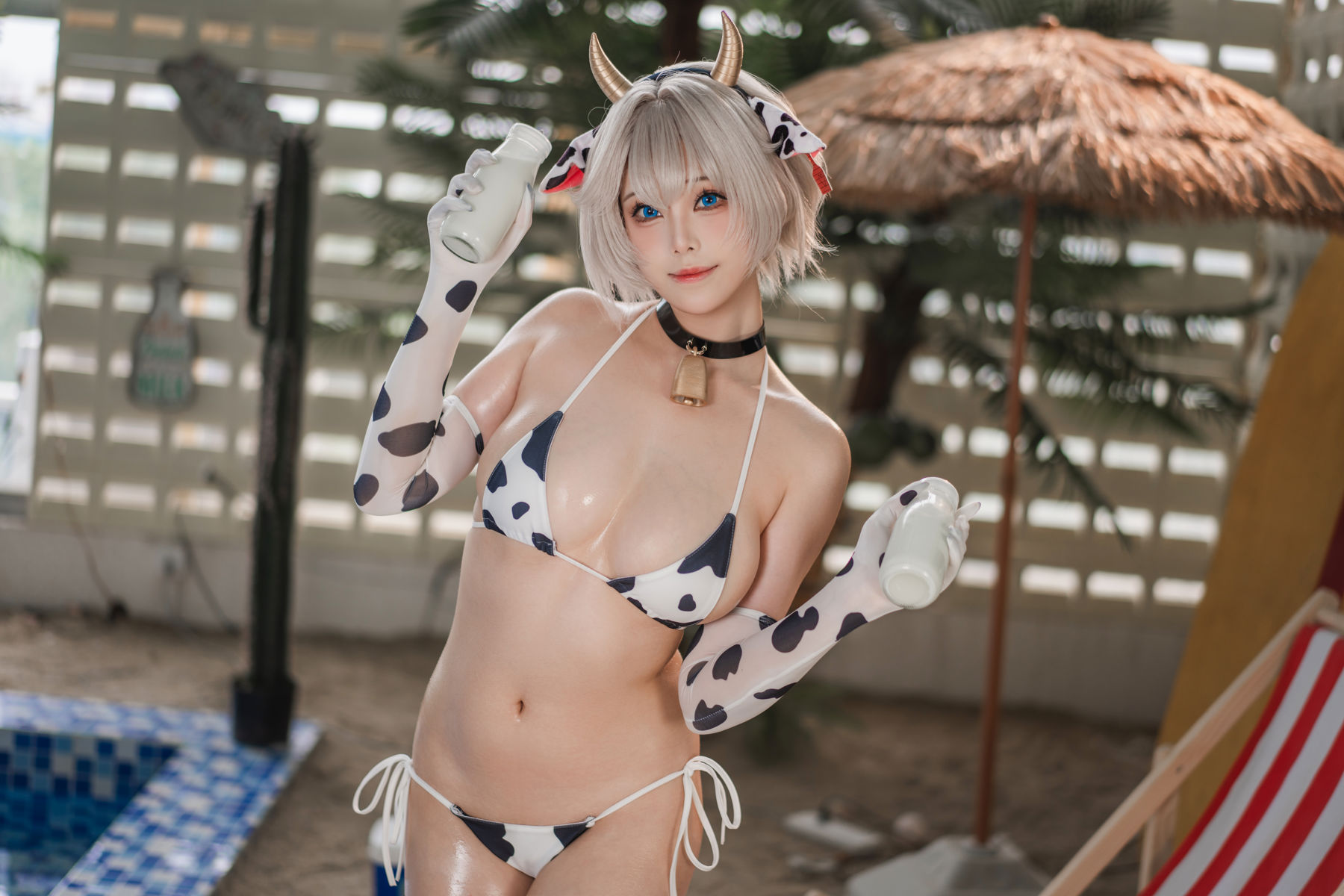 萌系小姐姐 蜜汁猫裘 - 棕色尘埃奶牛/(172P)