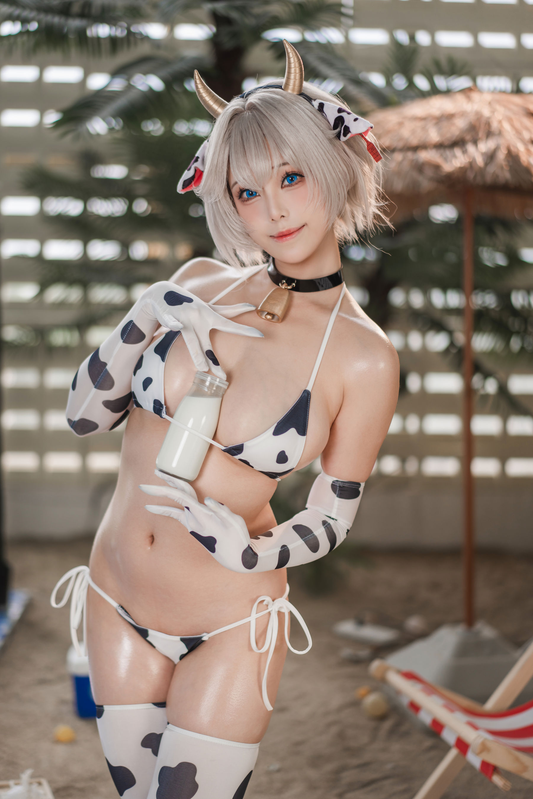 萌系小姐姐 蜜汁猫裘 - 棕色尘埃奶牛/(172P)