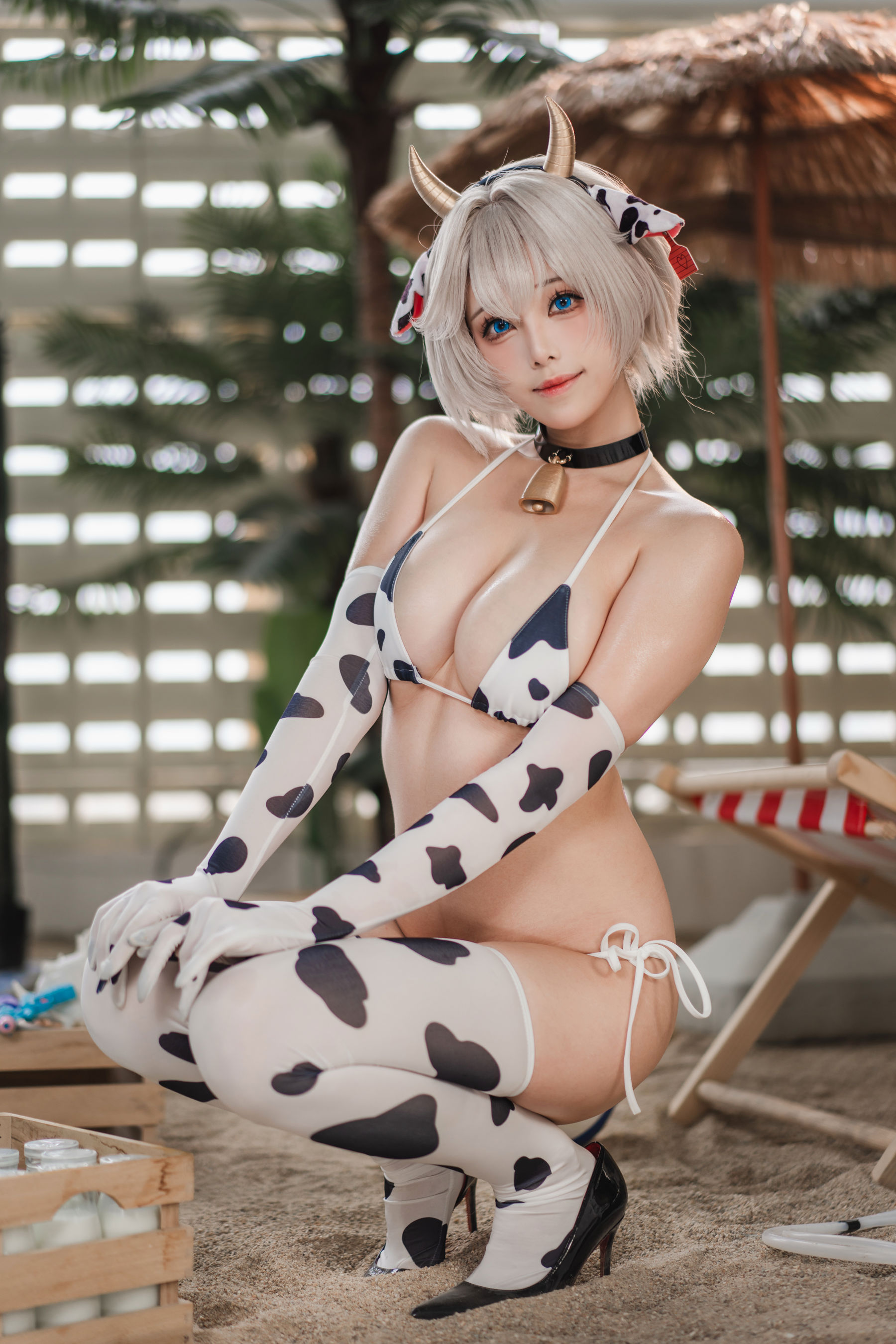 萌系小姐姐 蜜汁猫裘 - 棕色尘埃奶牛/(172P)