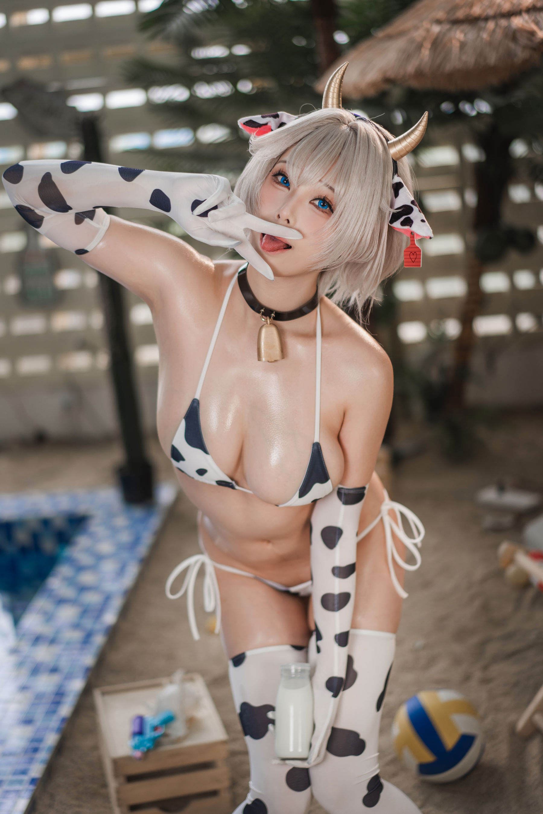 萌系小姐姐 蜜汁猫裘 - 棕色尘埃奶牛/(172P)