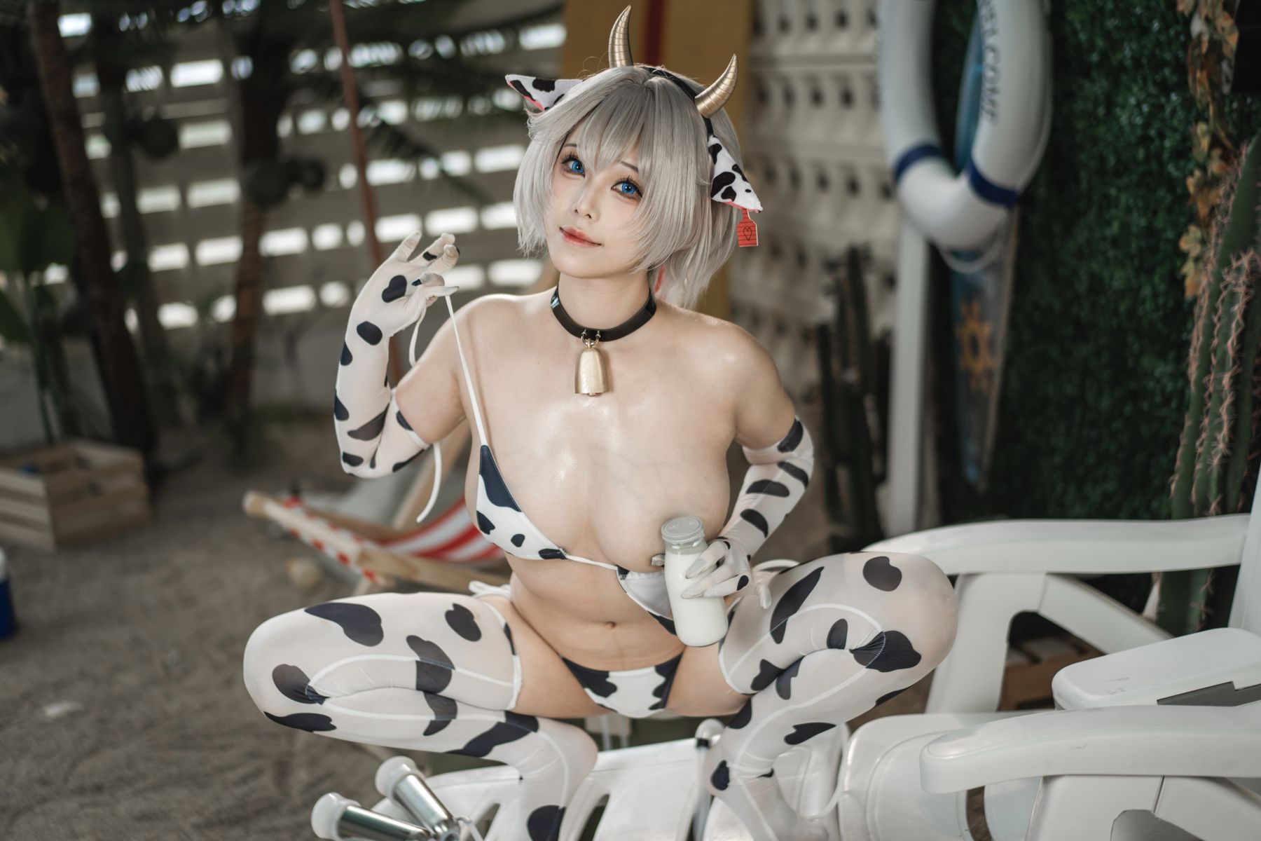 萌系小姐姐 蜜汁猫裘 - 棕色尘埃奶牛/(172P)