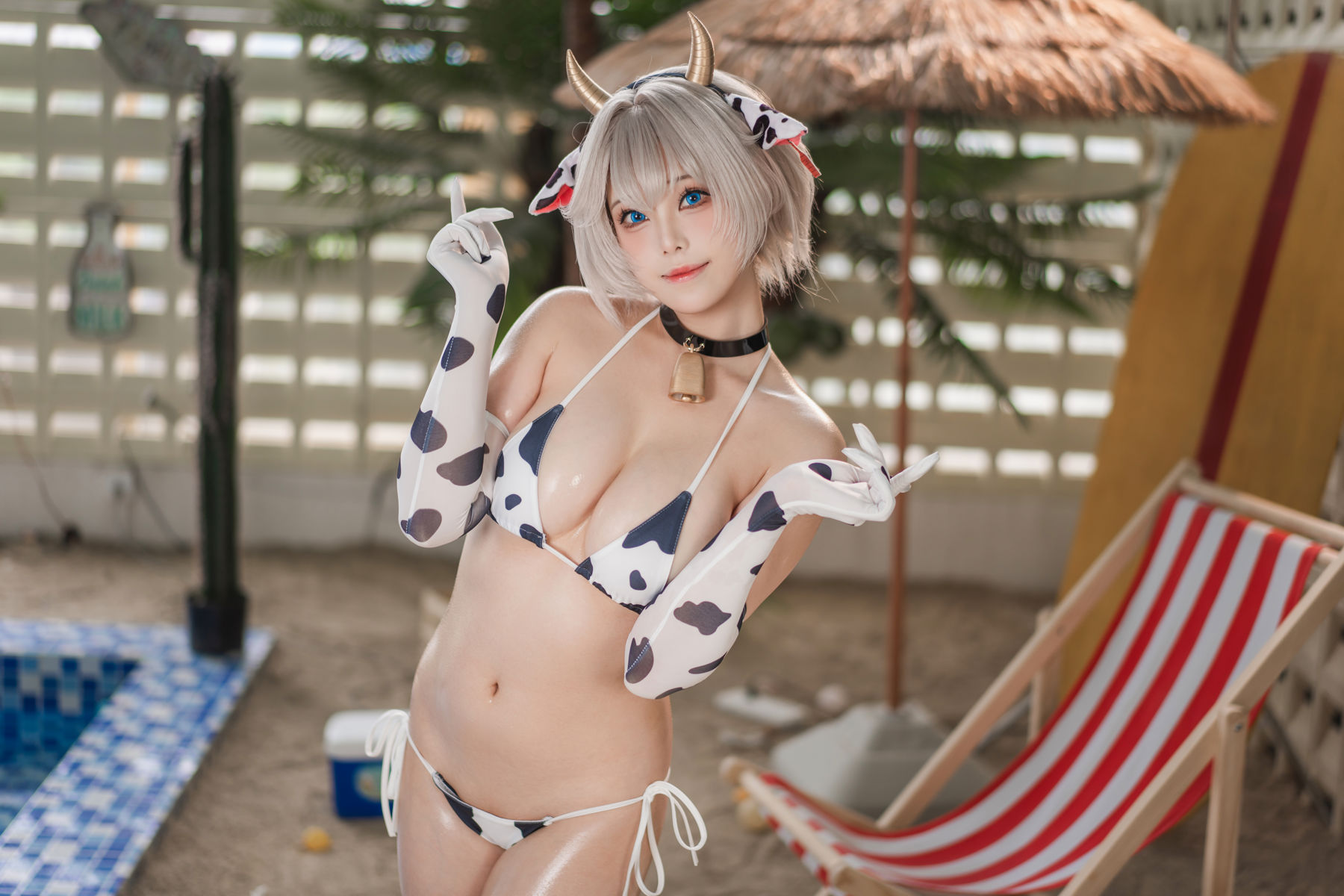 萌系小姐姐 蜜汁猫裘 - 棕色尘埃奶牛/(172P)