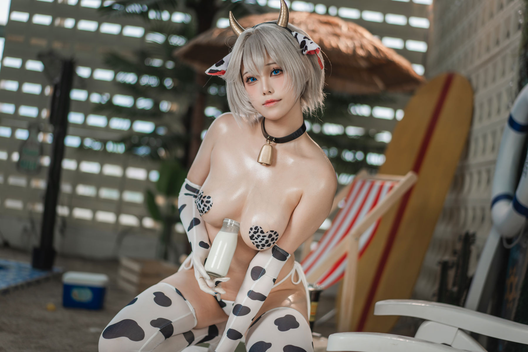 萌系小姐姐 蜜汁猫裘 - 棕色尘埃奶牛/(172P)