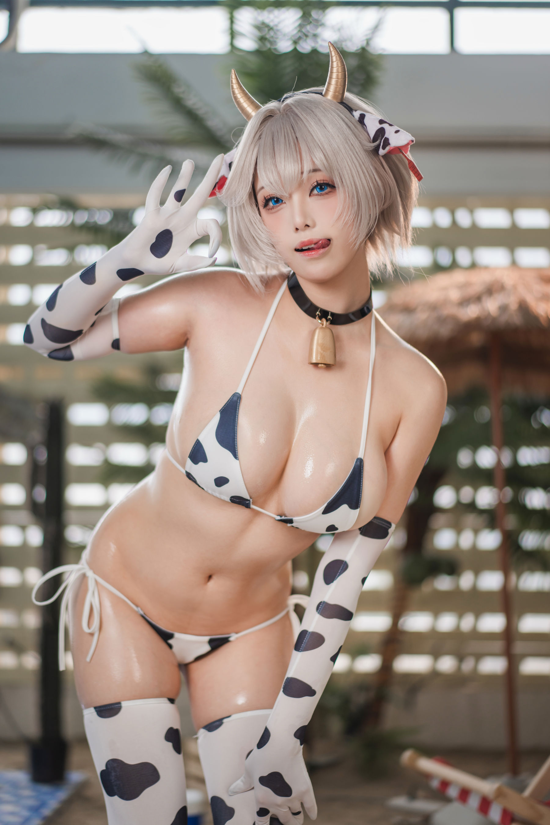 萌系小姐姐 蜜汁猫裘 - 棕色尘埃奶牛/(172P)