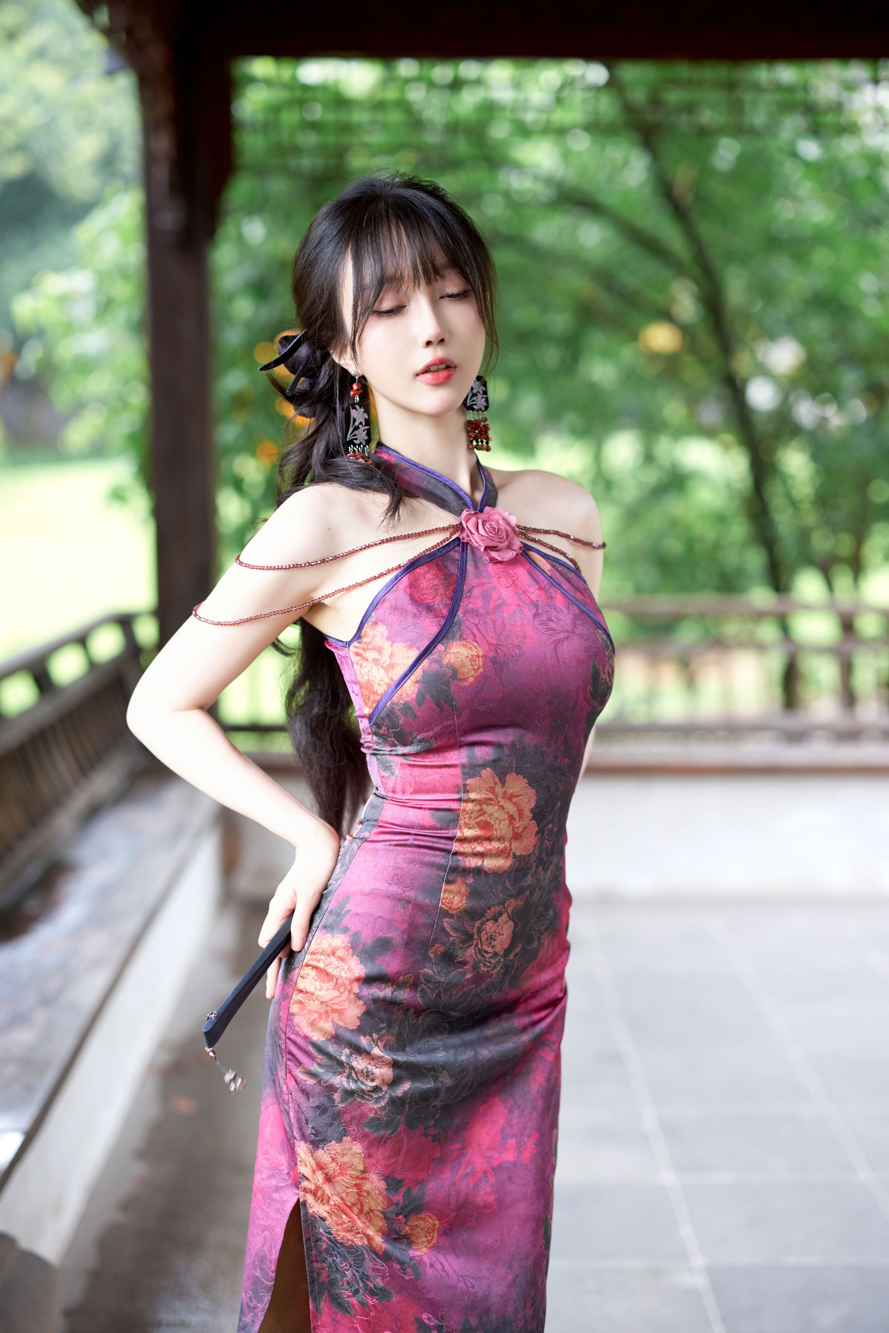 玥儿玥 - 紫色旗袍/(63P)