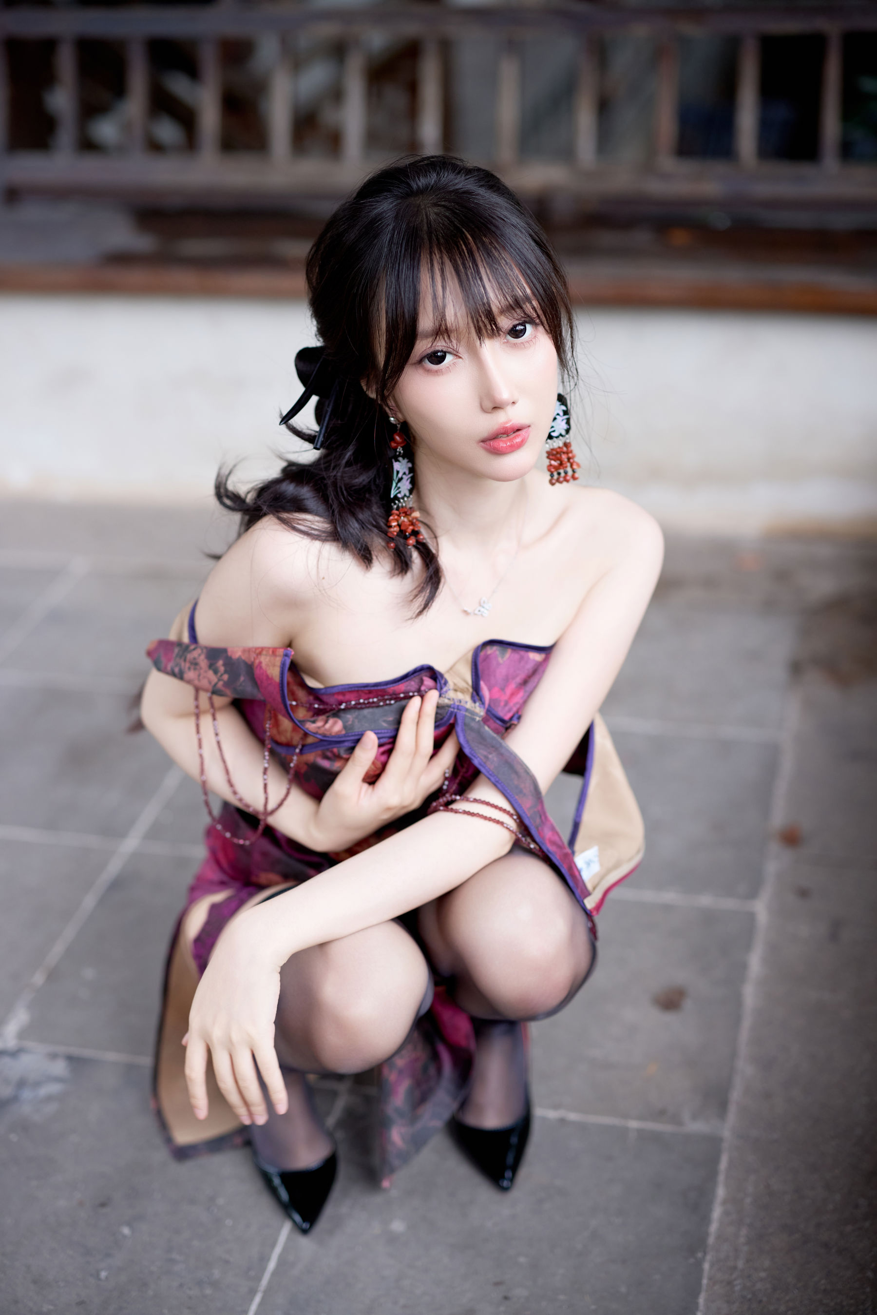 玥儿玥 - 紫色旗袍/(63P)