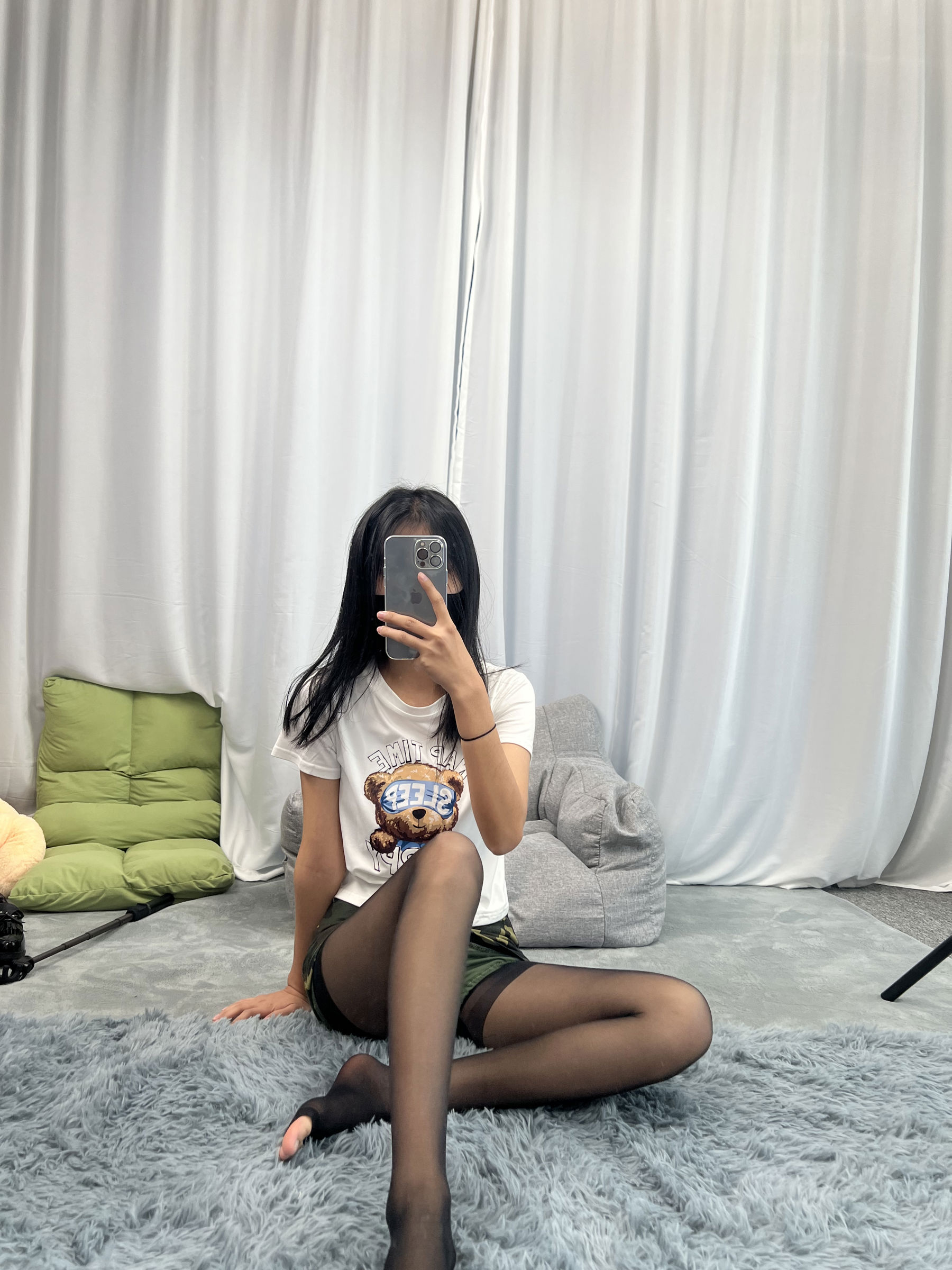 三禾摄影 No.060 迷彩裤裙 黑丝露趾袜/(208P)