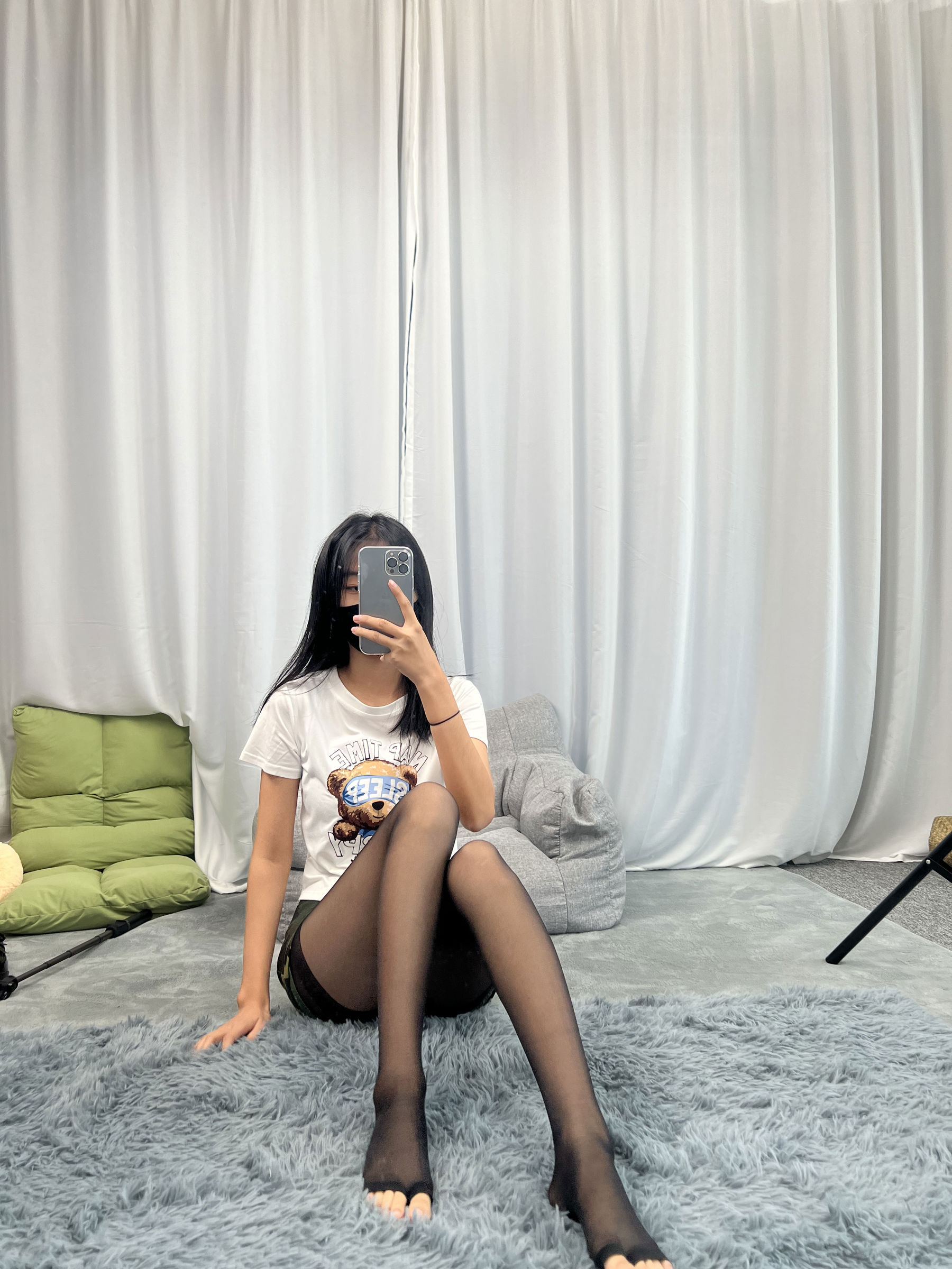 三禾摄影 No.060 迷彩裤裙 黑丝露趾袜/(208P)