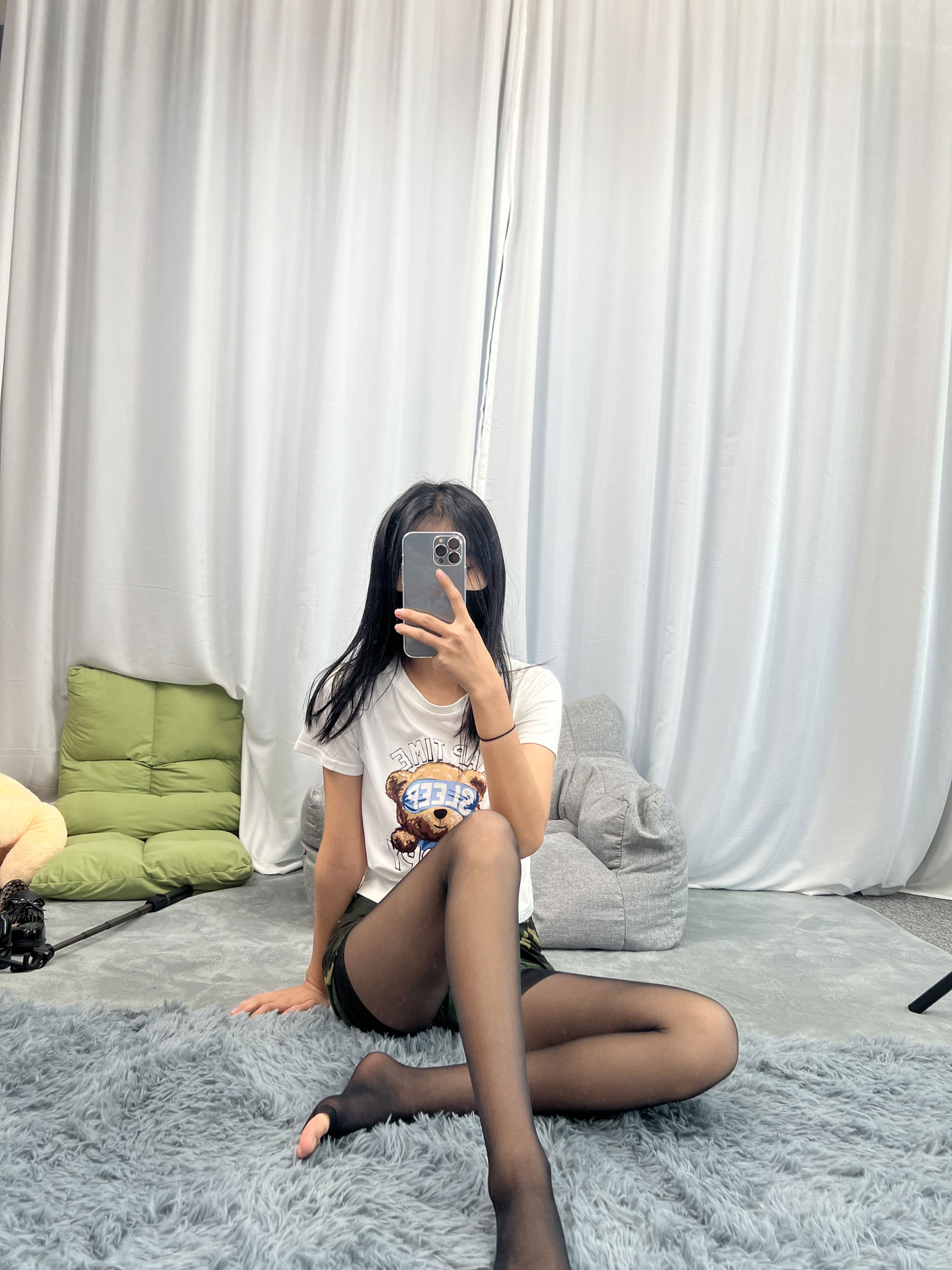 三禾摄影 No.060 迷彩裤裙 黑丝露趾袜/(208P)