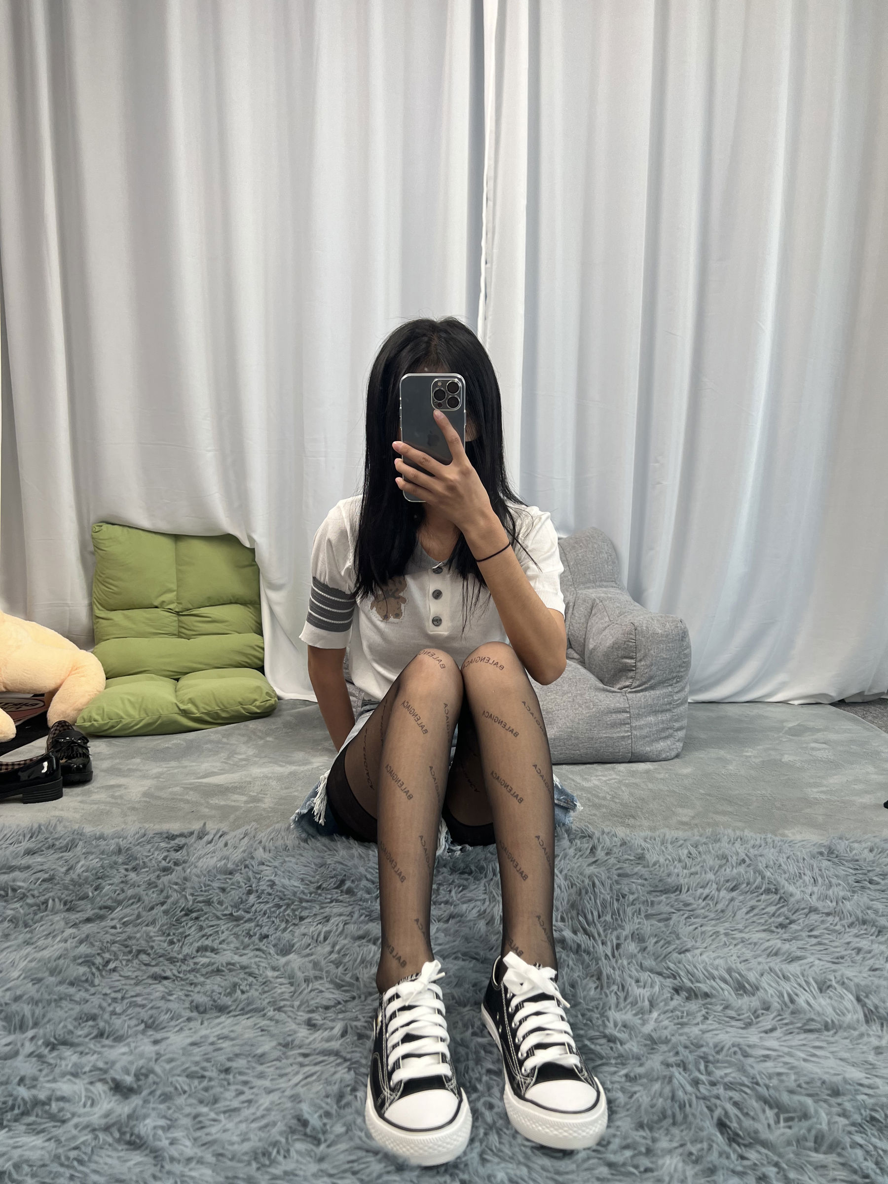 三禾摄影 No.061 字母黑丝 帆布鞋/(173P)