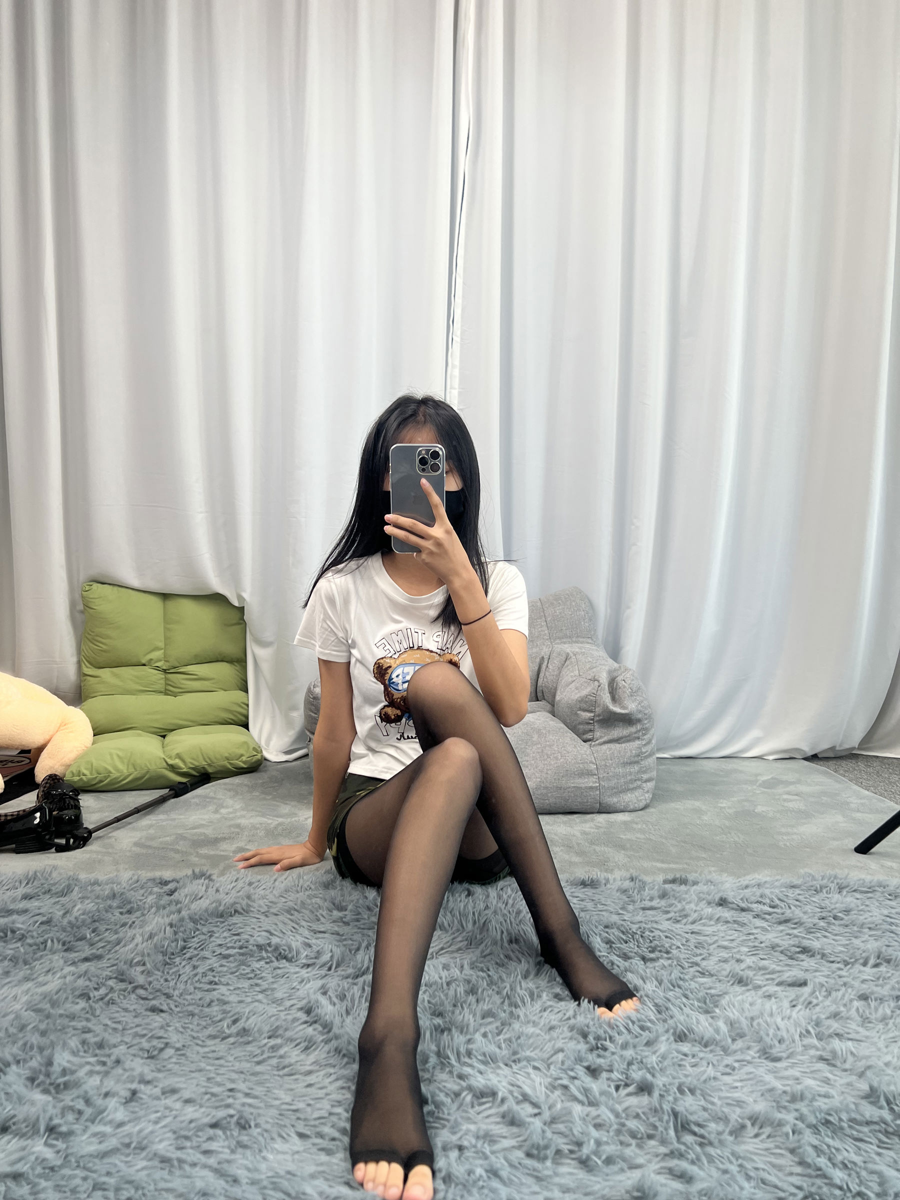三禾摄影 No.060 迷彩裤裙 黑丝露趾袜/(208P)