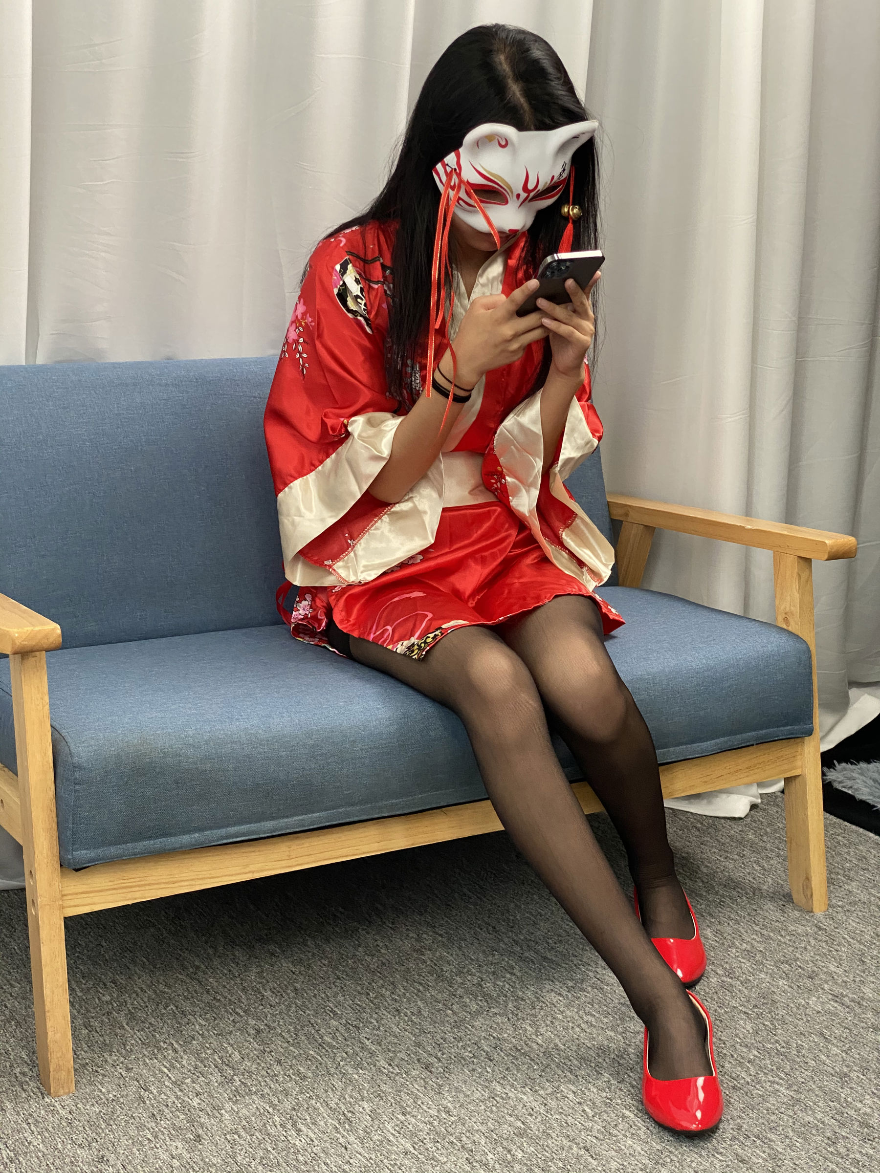 三禾摄影 No.052 和服 黑丝 肉丝 平底鞋/(226P)