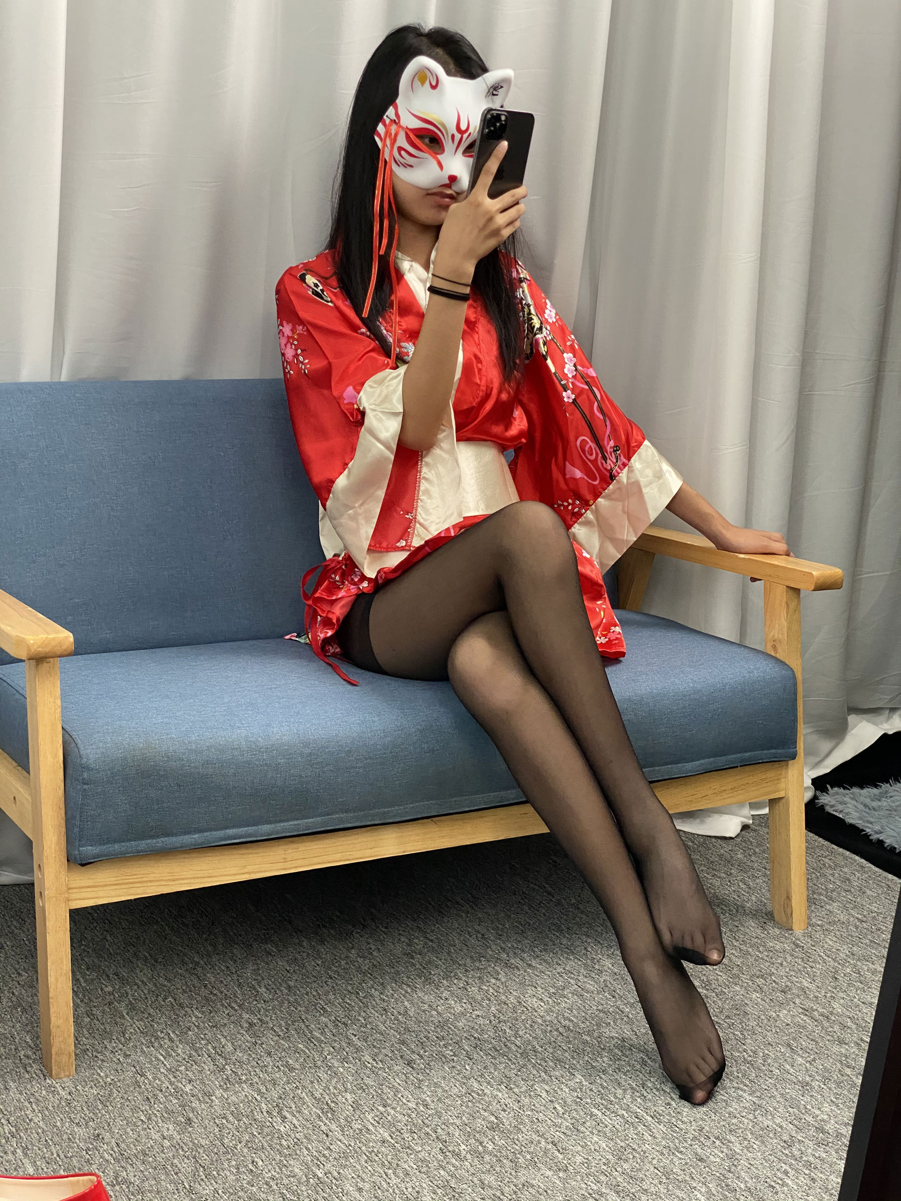 三禾摄影 No.052 和服 黑丝 肉丝 平底鞋/(226P)
