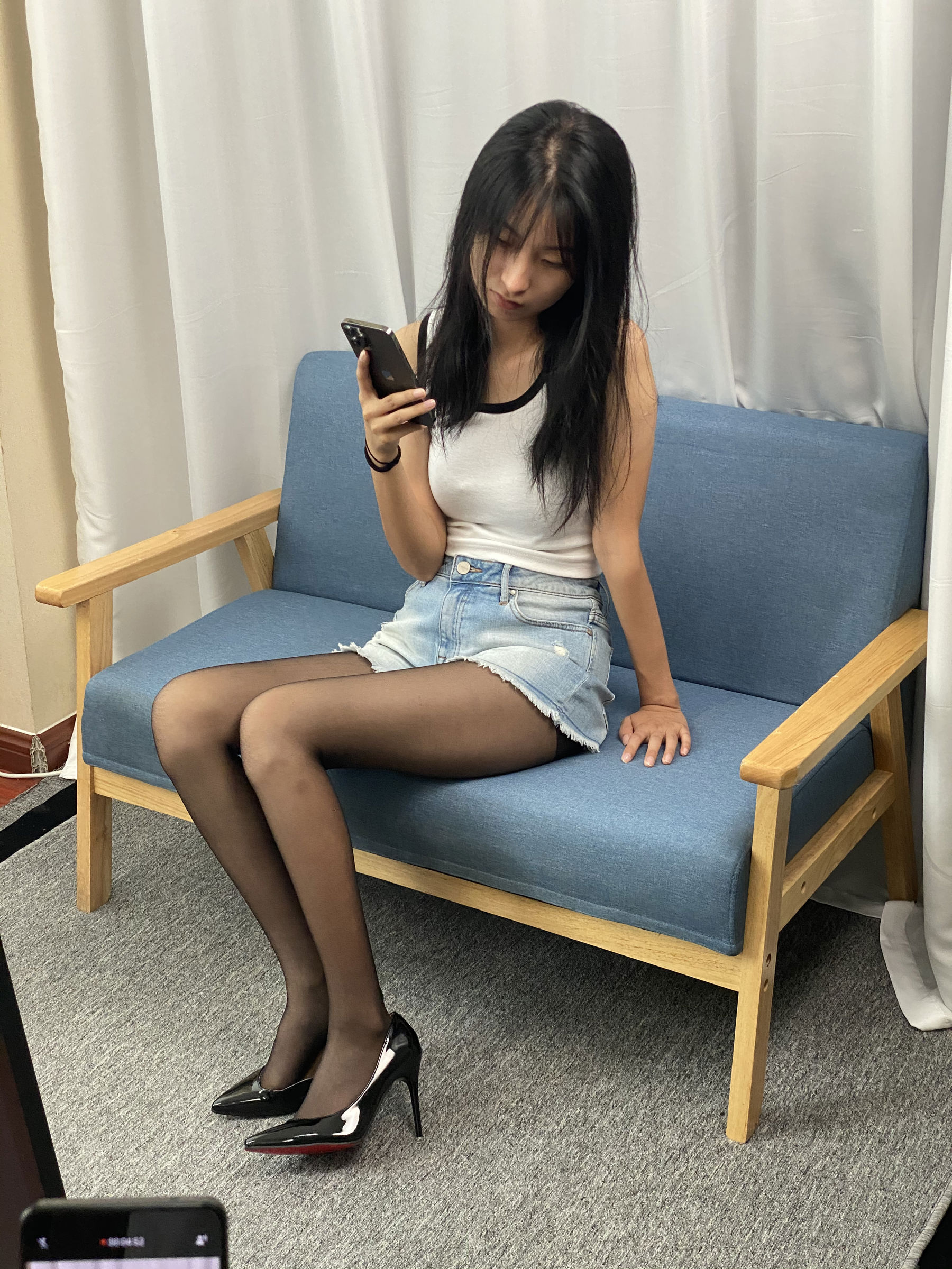 三禾摄影 No.057 黑丝 高跟 牛仔短裤/(138P)