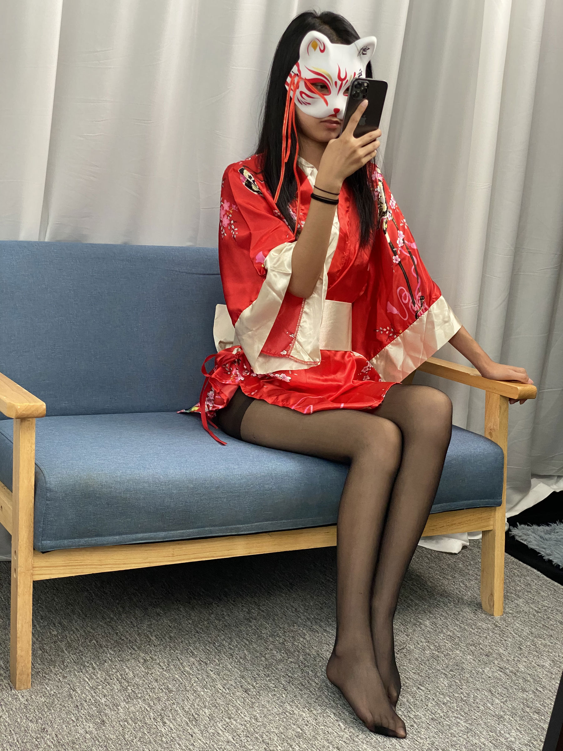 三禾摄影 No.052 和服 黑丝 肉丝 平底鞋/(226P)