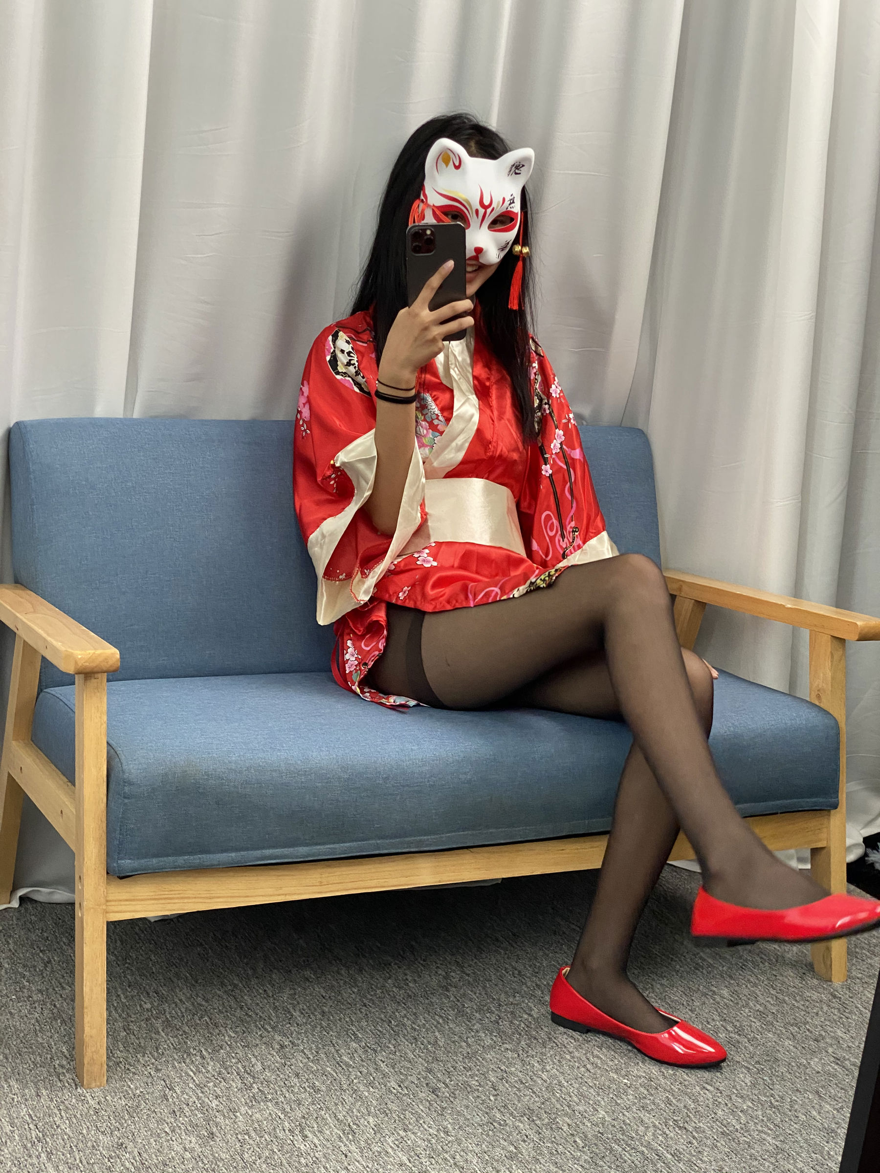 三禾摄影 No.052 和服 黑丝 肉丝 平底鞋/(226P)