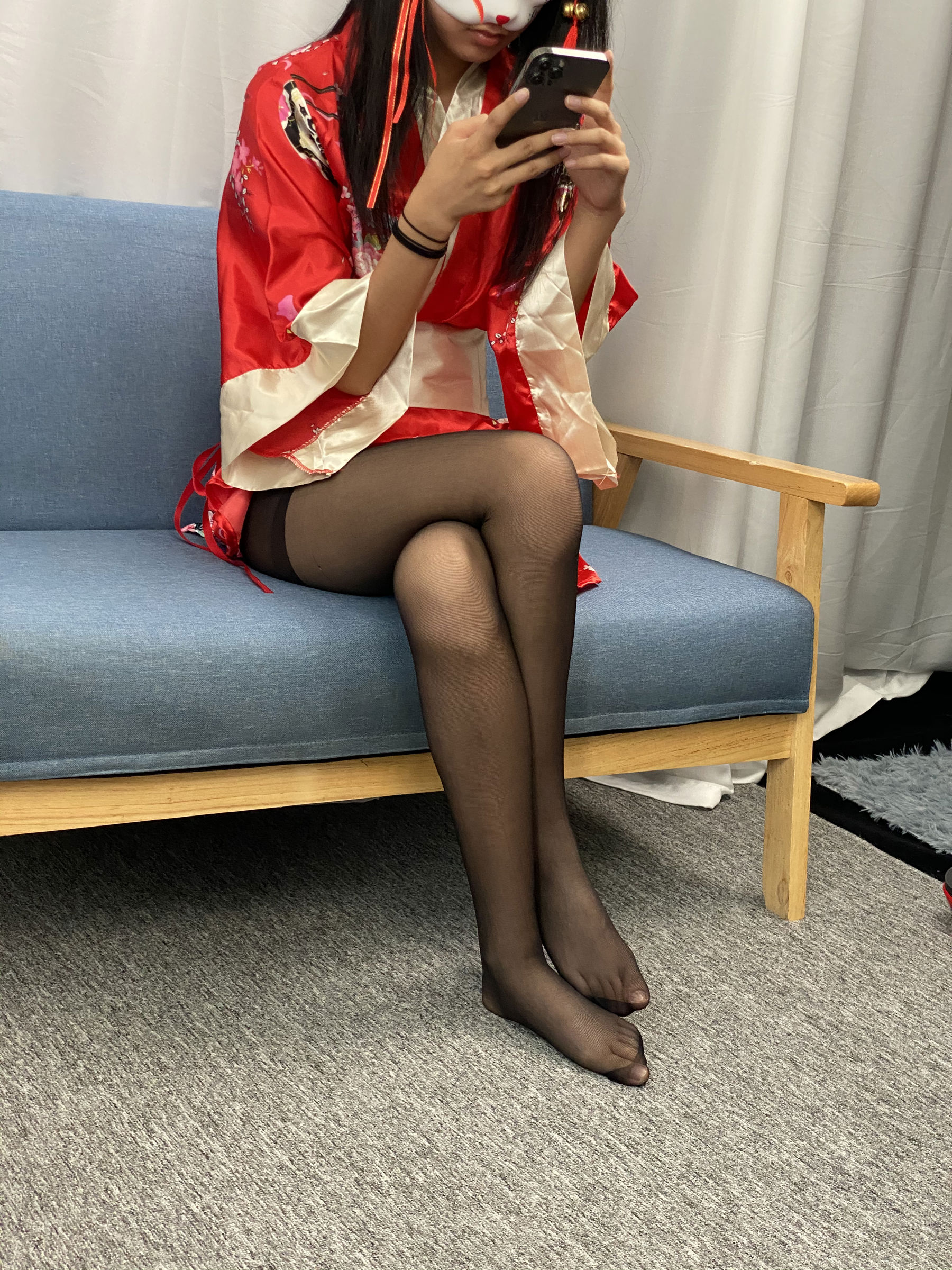 三禾摄影 No.052 和服 黑丝 肉丝 平底鞋/(226P)