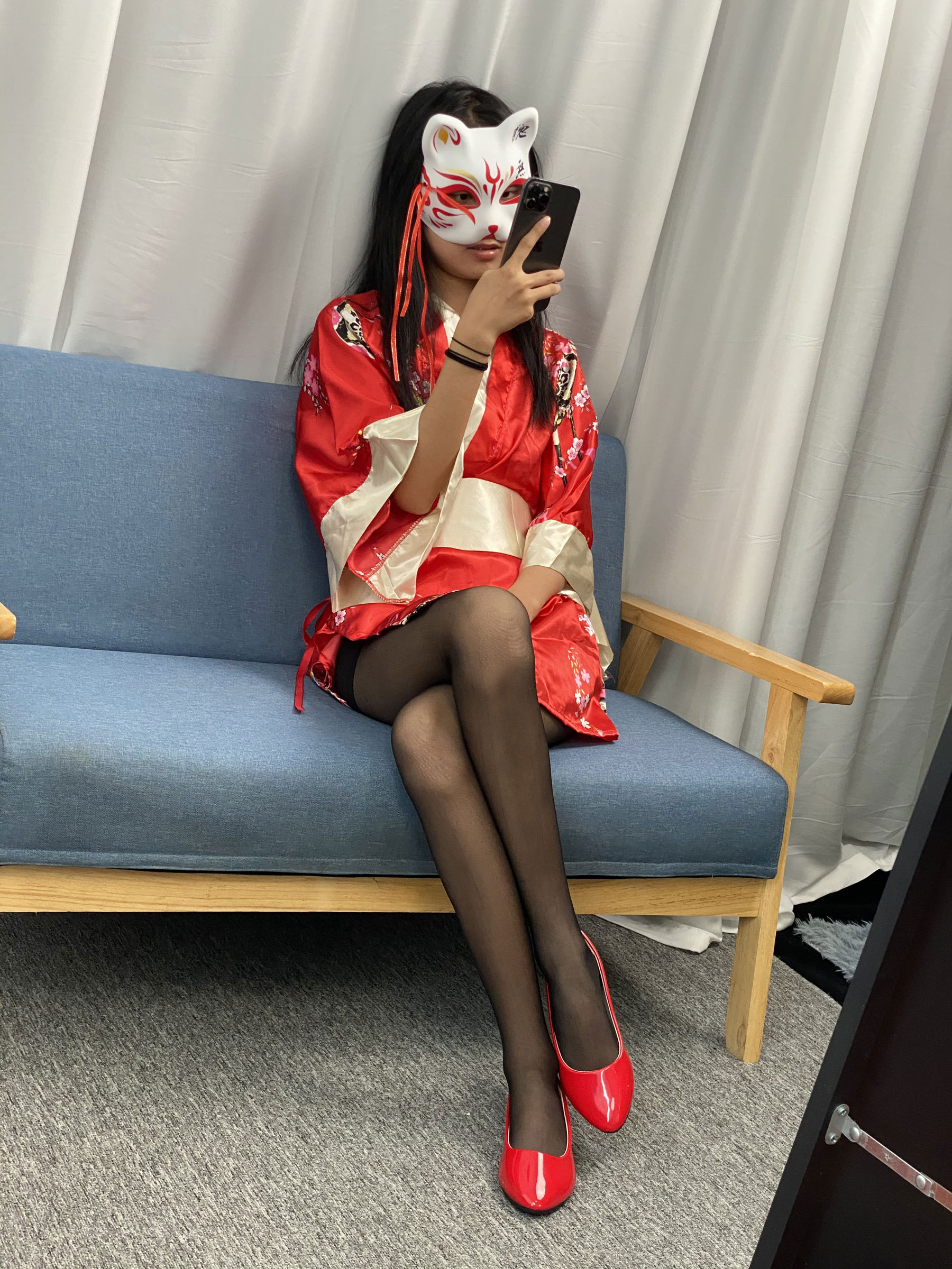 三禾摄影 No.052 和服 黑丝 肉丝 平底鞋/(226P)