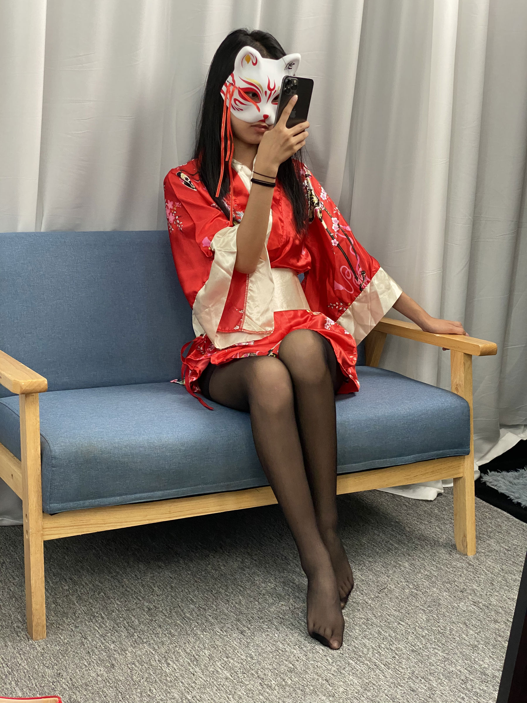 三禾摄影 No.052 和服 黑丝 肉丝 平底鞋/(226P)