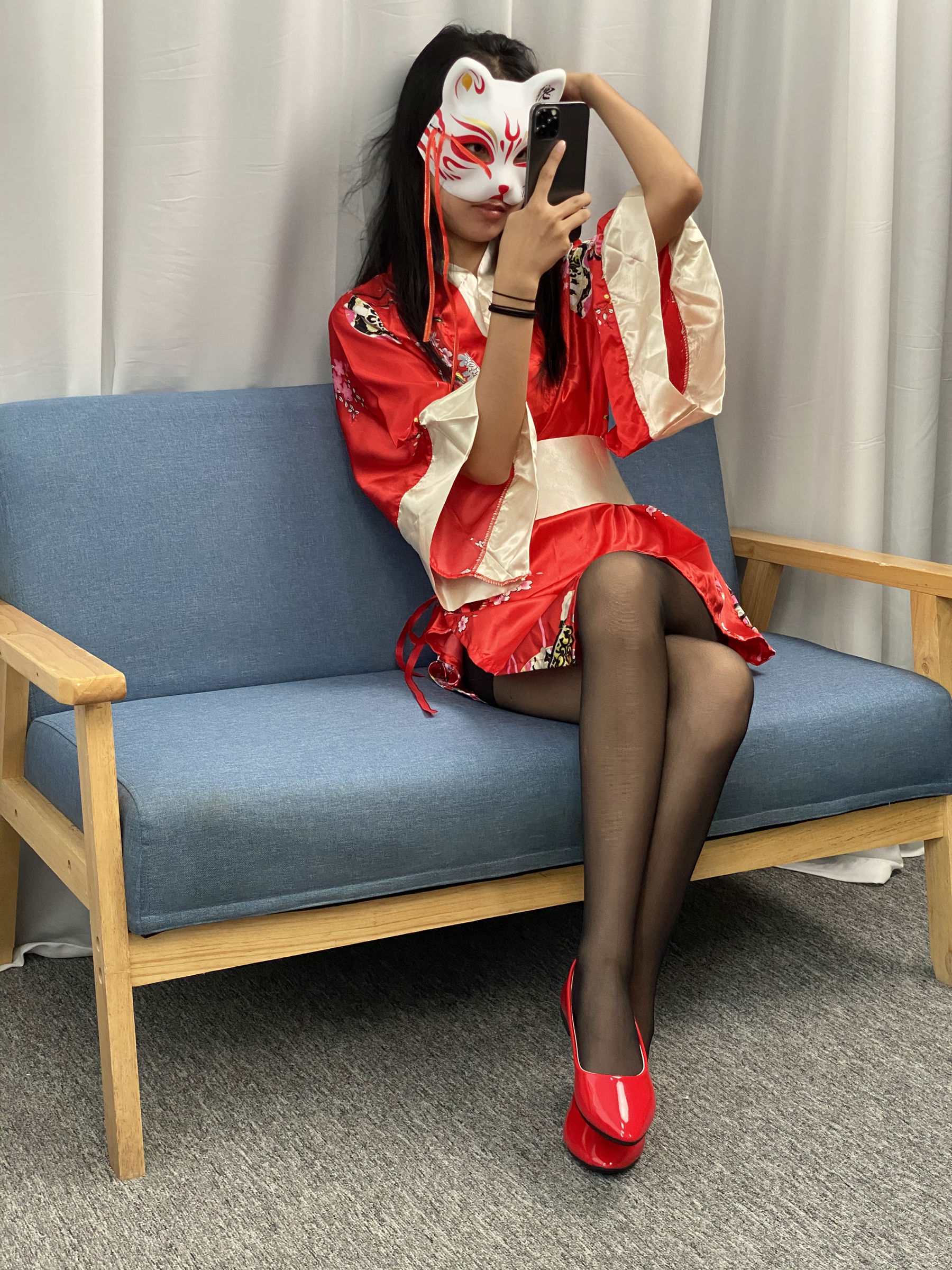 三禾摄影 No.052 和服 黑丝 肉丝 平底鞋/(226P)