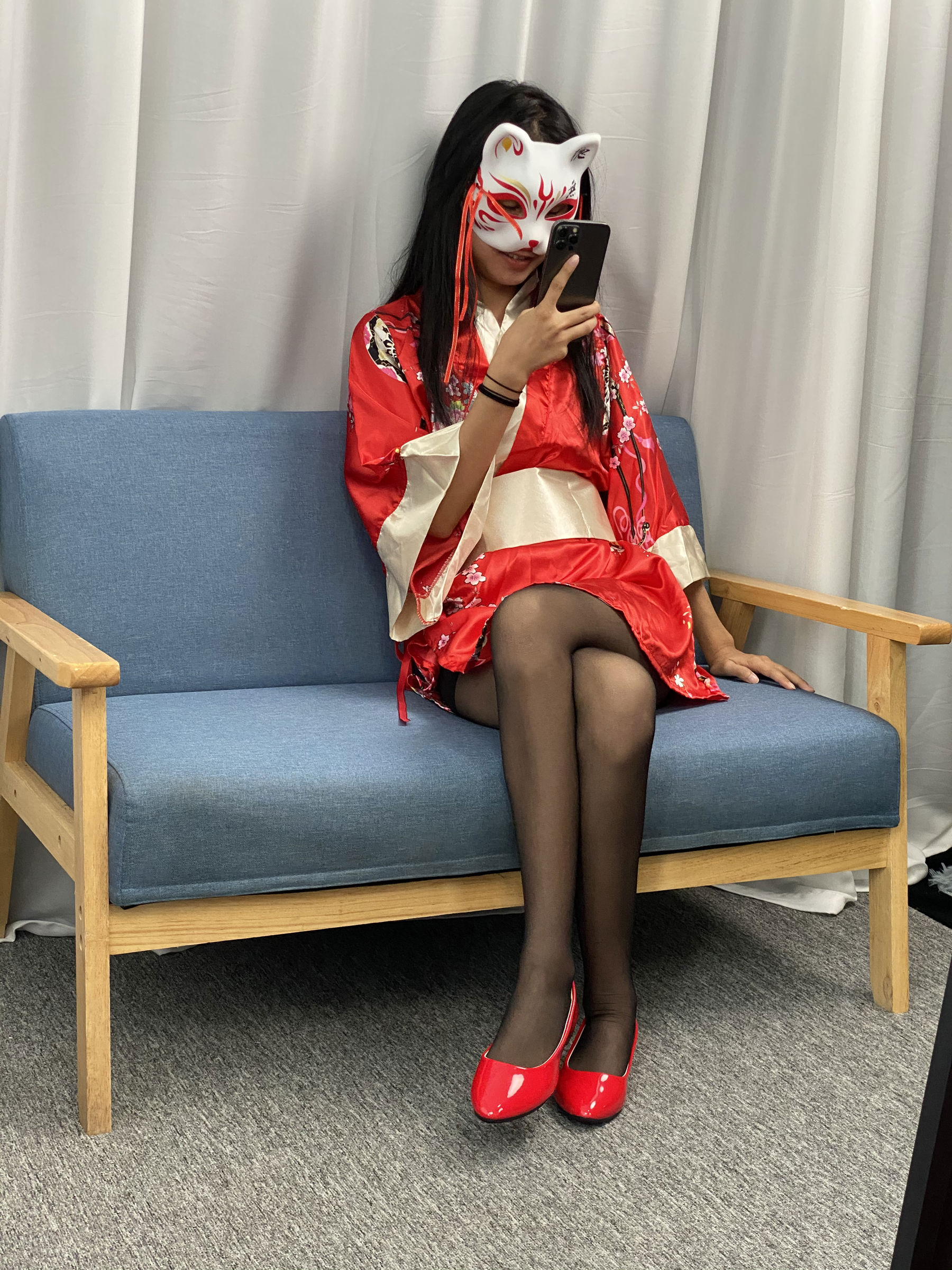 三禾摄影 No.052 和服 黑丝 肉丝 平底鞋/(226P)