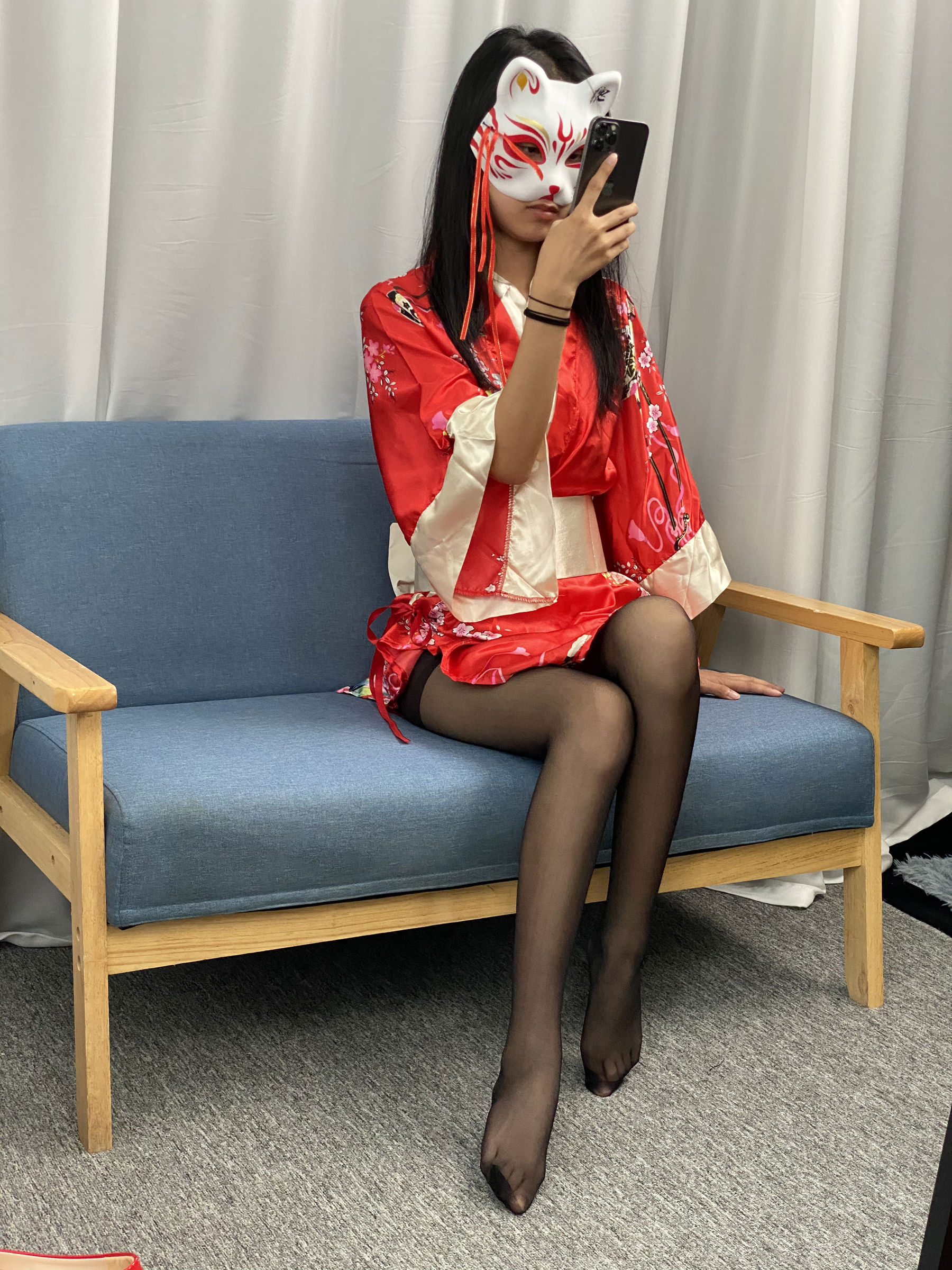三禾摄影 No.052 和服 黑丝 肉丝 平底鞋/(226P)