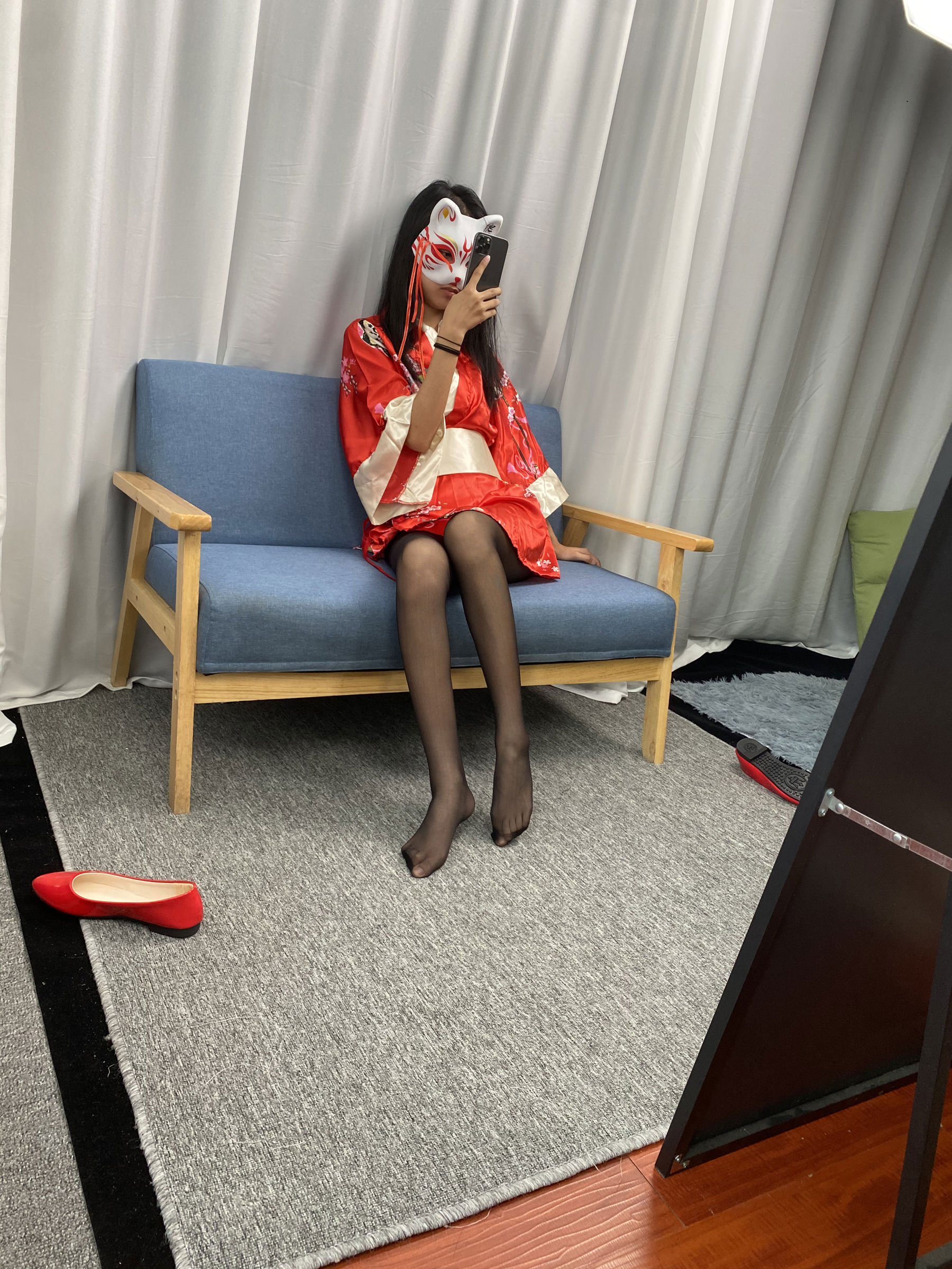 三禾摄影 No.052 和服 黑丝 肉丝 平底鞋/(226P)