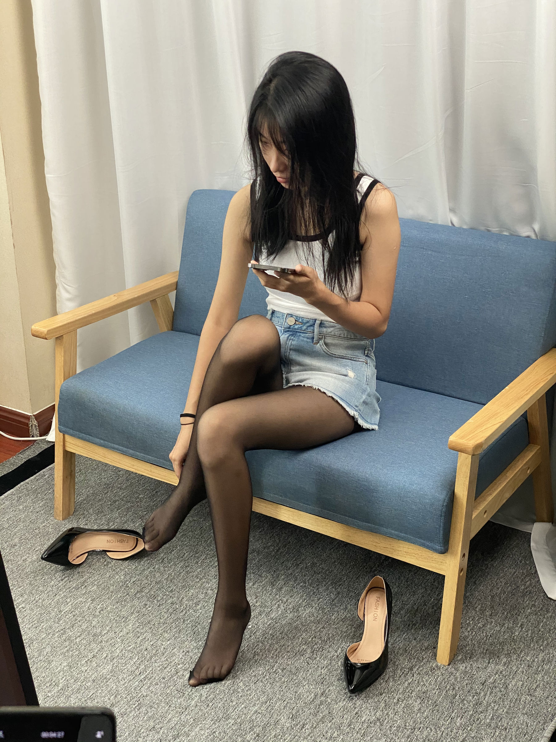 三禾摄影 No.057 黑丝 高跟 牛仔短裤/(138P)