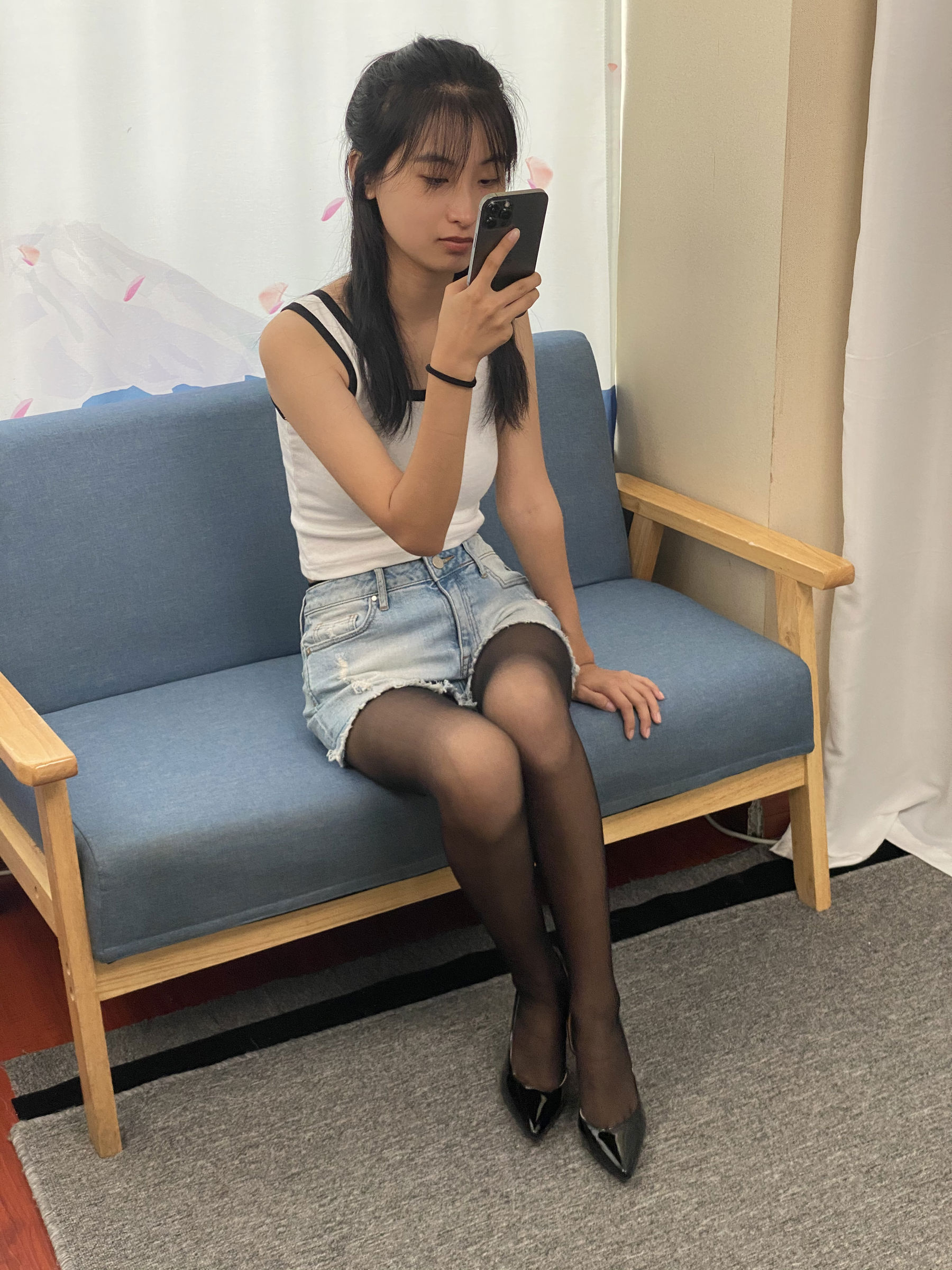 三禾摄影 No.057 黑丝 高跟 牛仔短裤/(138P)