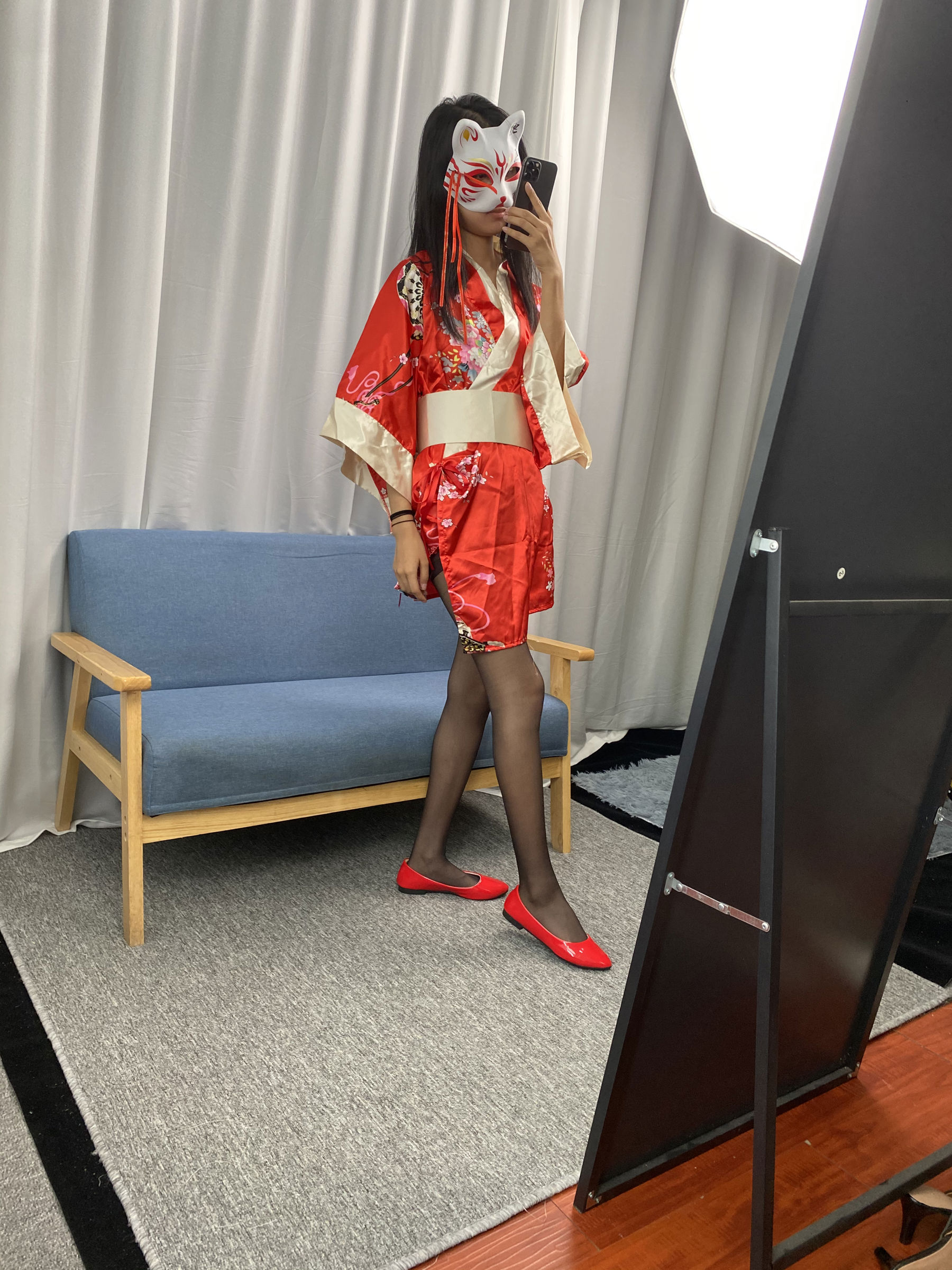 三禾摄影 No.052 和服 黑丝 肉丝 平底鞋/(226P)