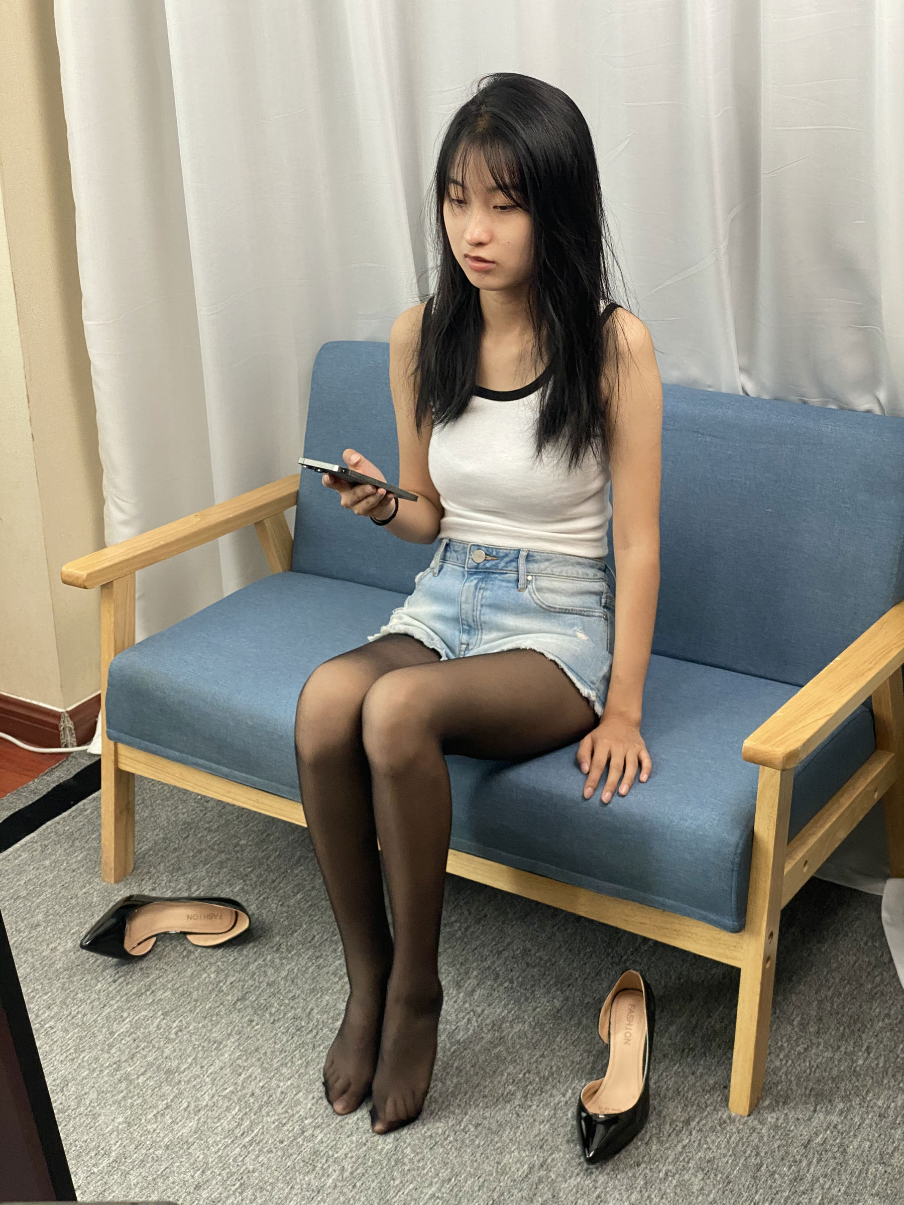 三禾摄影 No.057 黑丝 高跟 牛仔短裤/(138P)