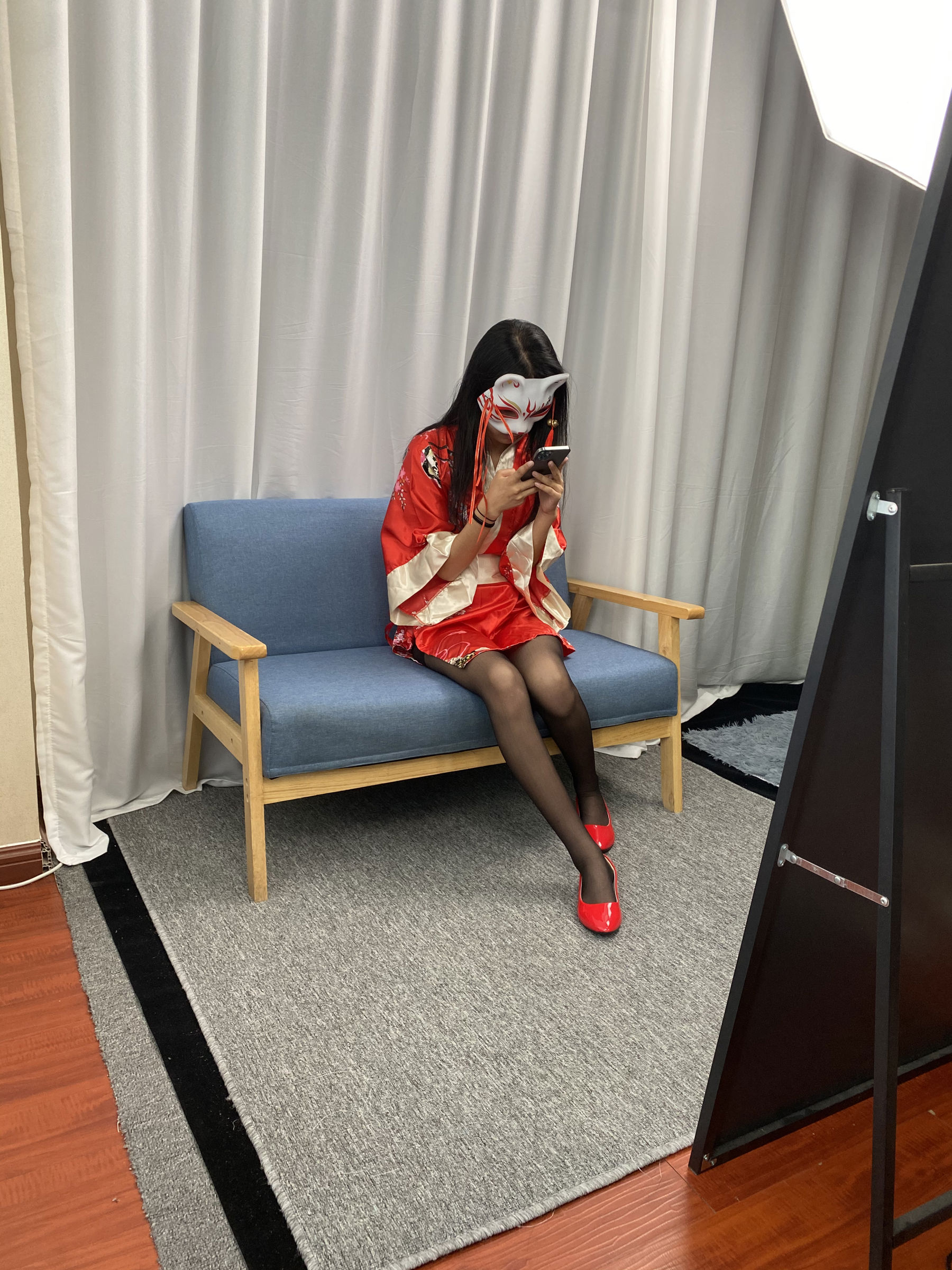 三禾摄影 No.052 和服 黑丝 肉丝 平底鞋/(226P)