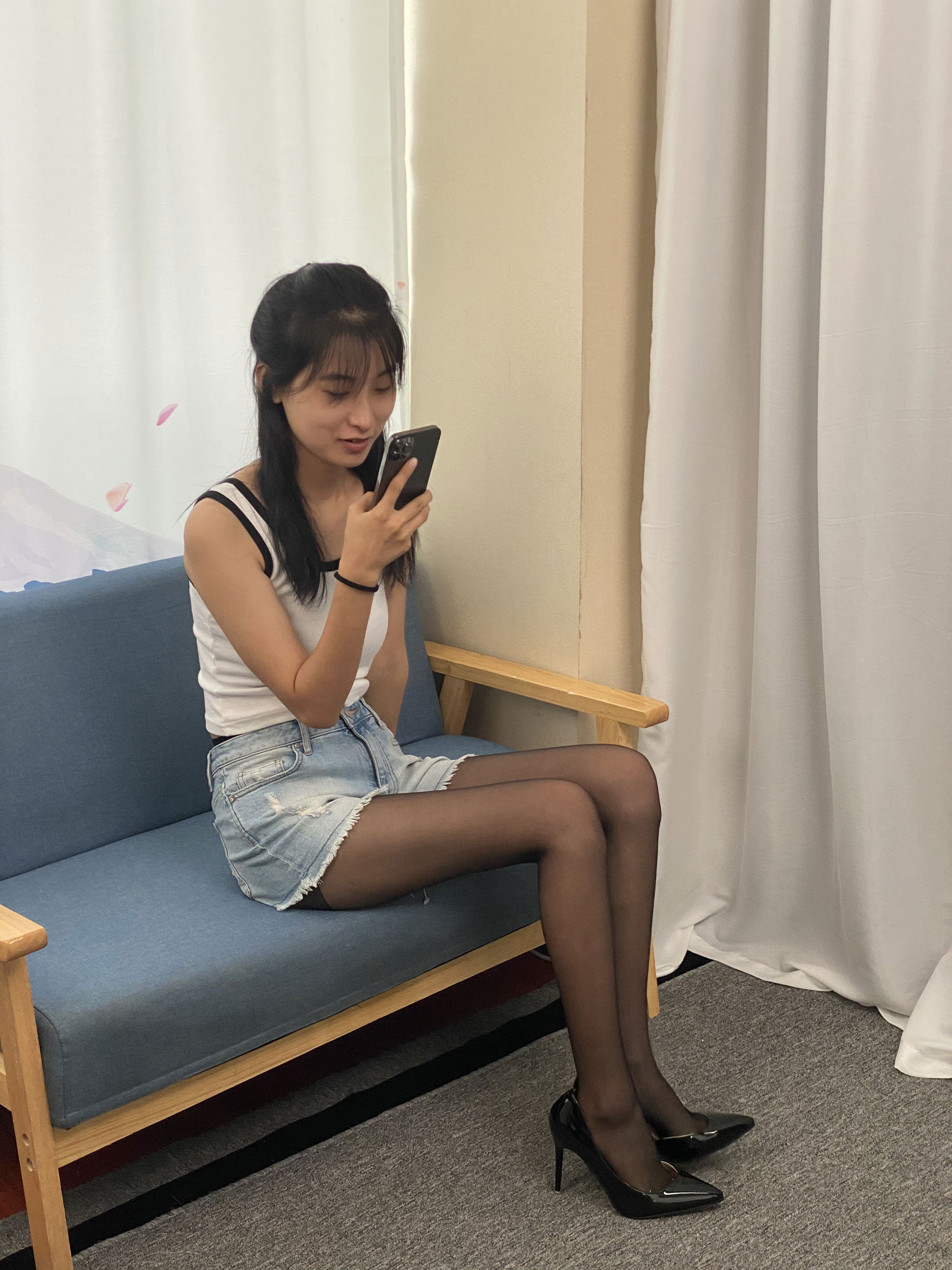 三禾摄影 No.057 黑丝 高跟 牛仔短裤/(138P)