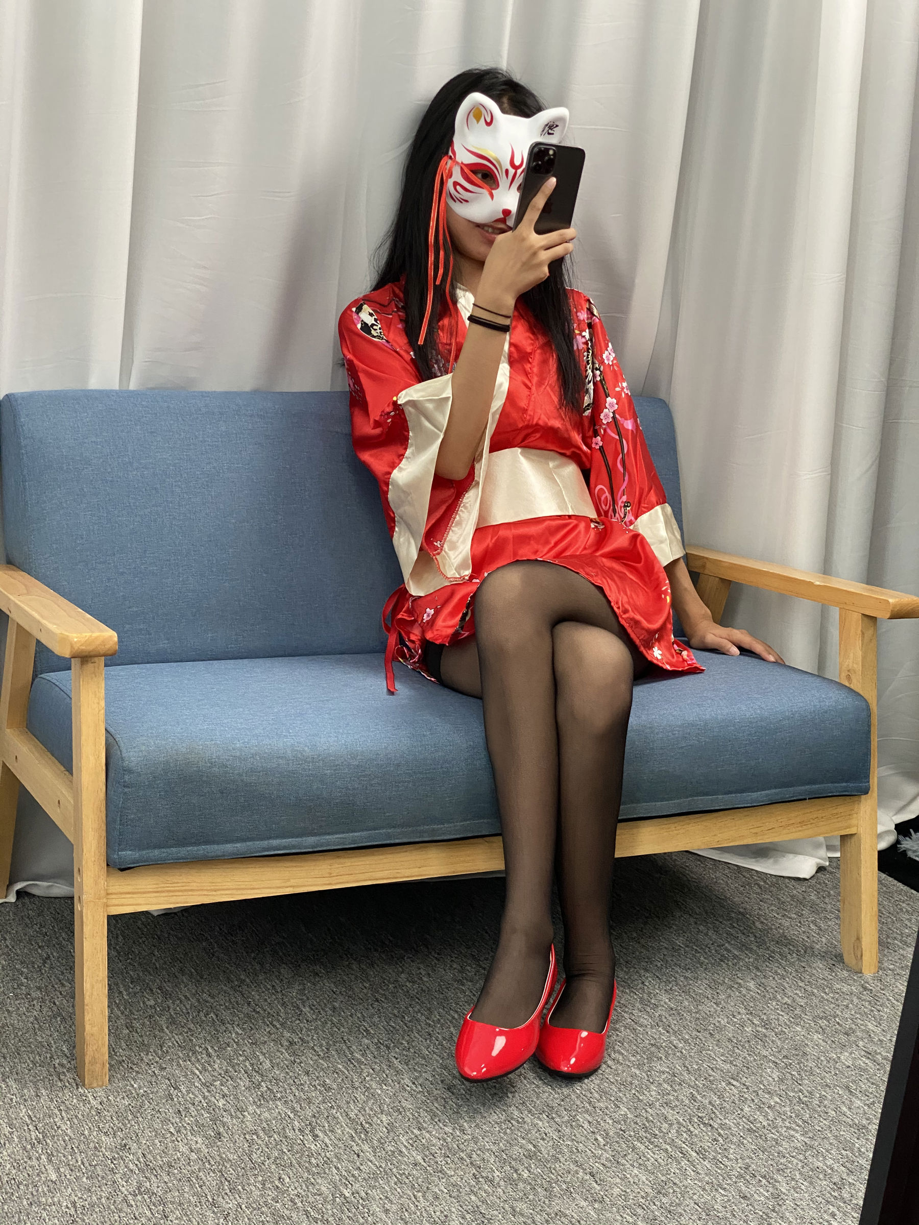 三禾摄影 No.052 和服 黑丝 肉丝 平底鞋/(226P)