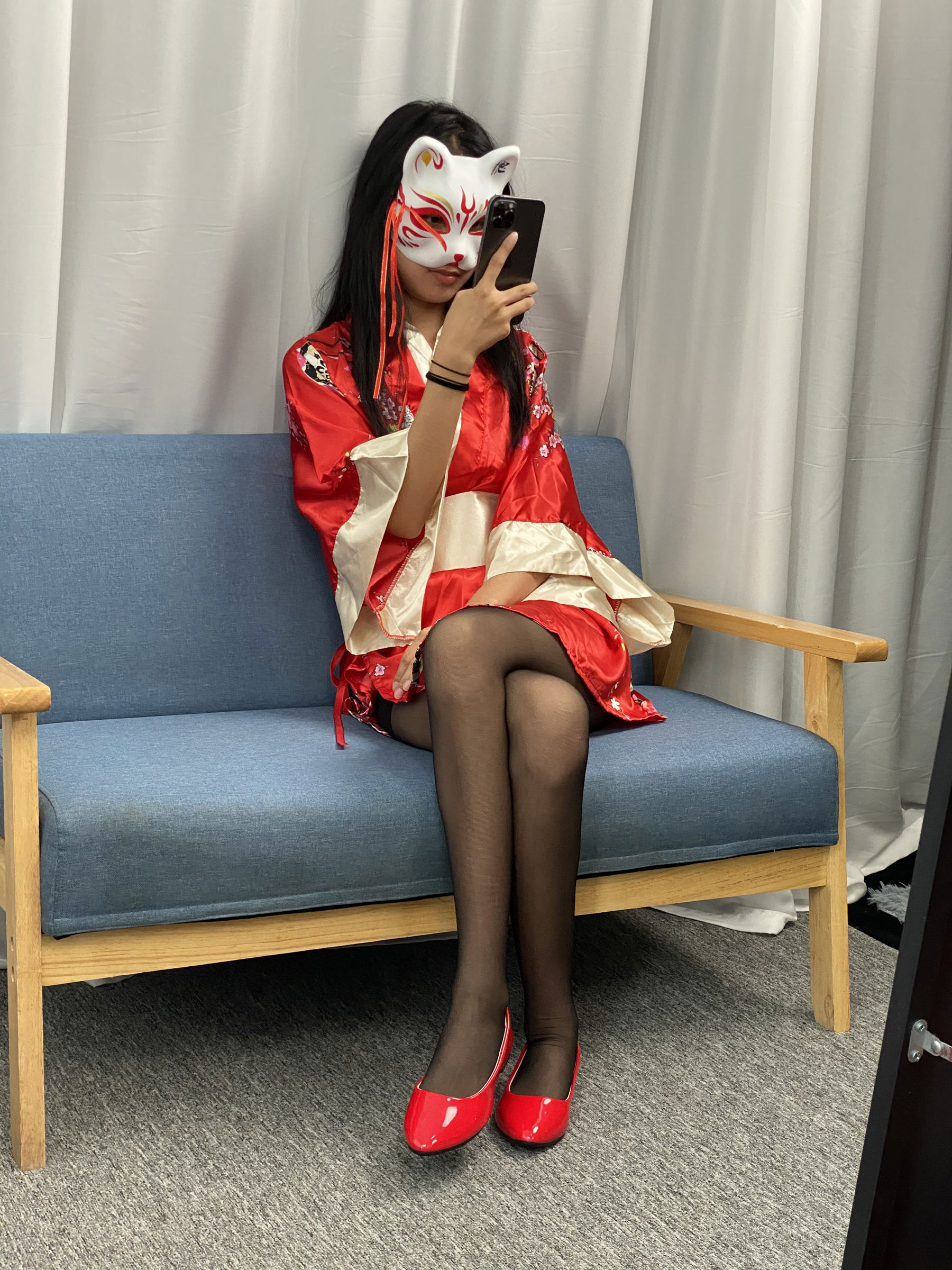 三禾摄影 No.052 和服 黑丝 肉丝 平底鞋/(226P)