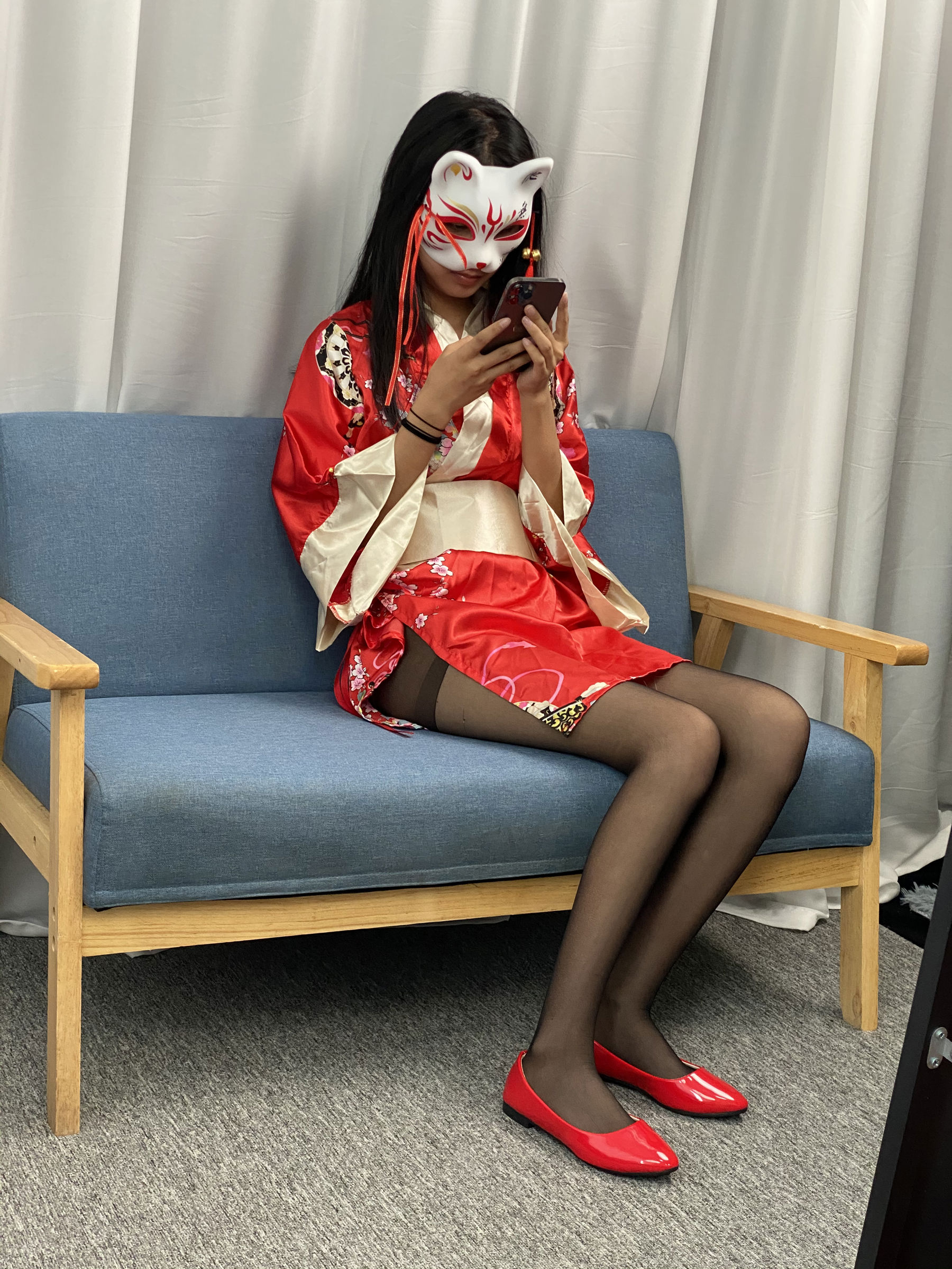 三禾摄影 No.052 和服 黑丝 肉丝 平底鞋/(226P)