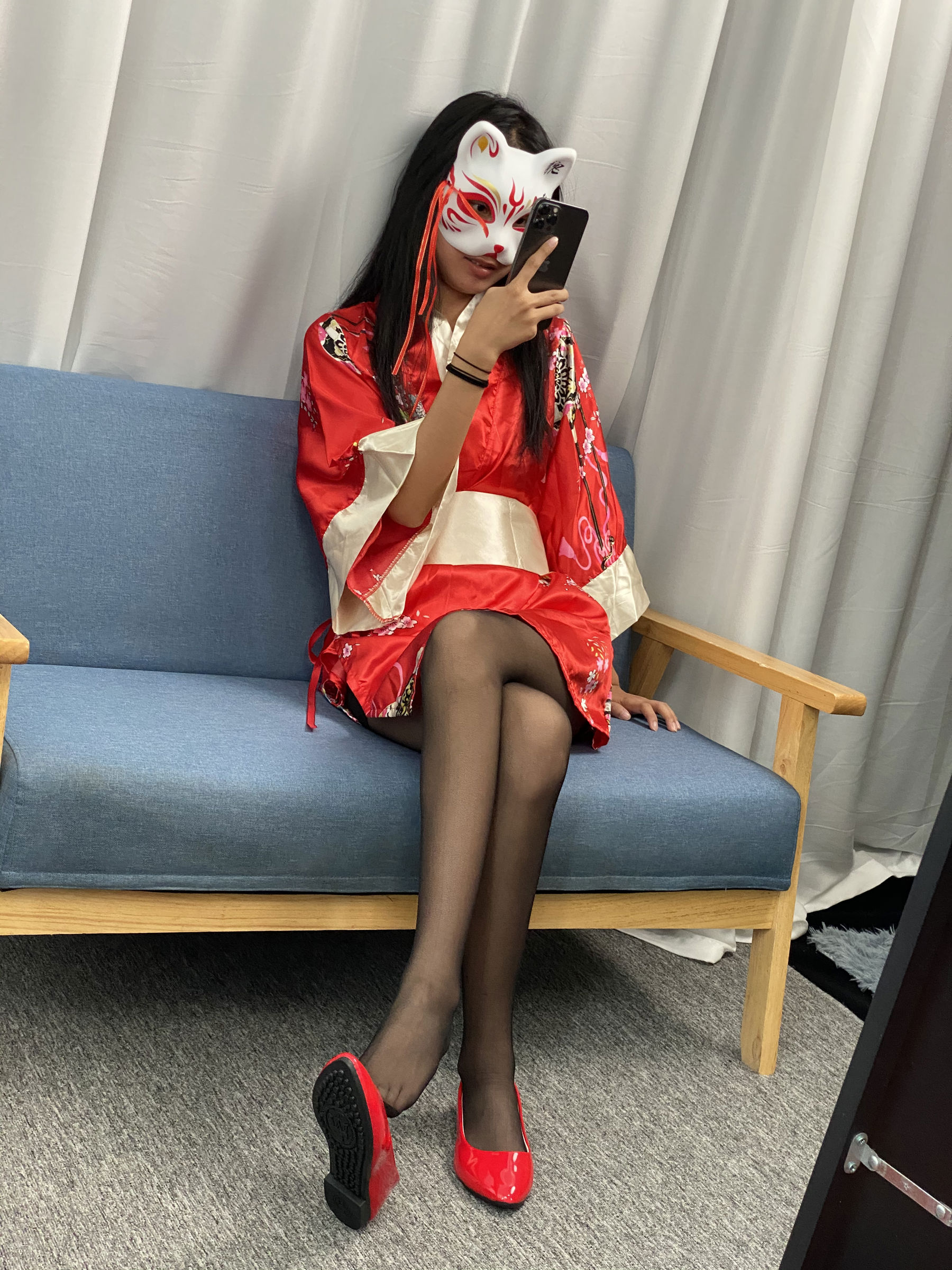 三禾摄影 No.052 和服 黑丝 肉丝 平底鞋/(226P)