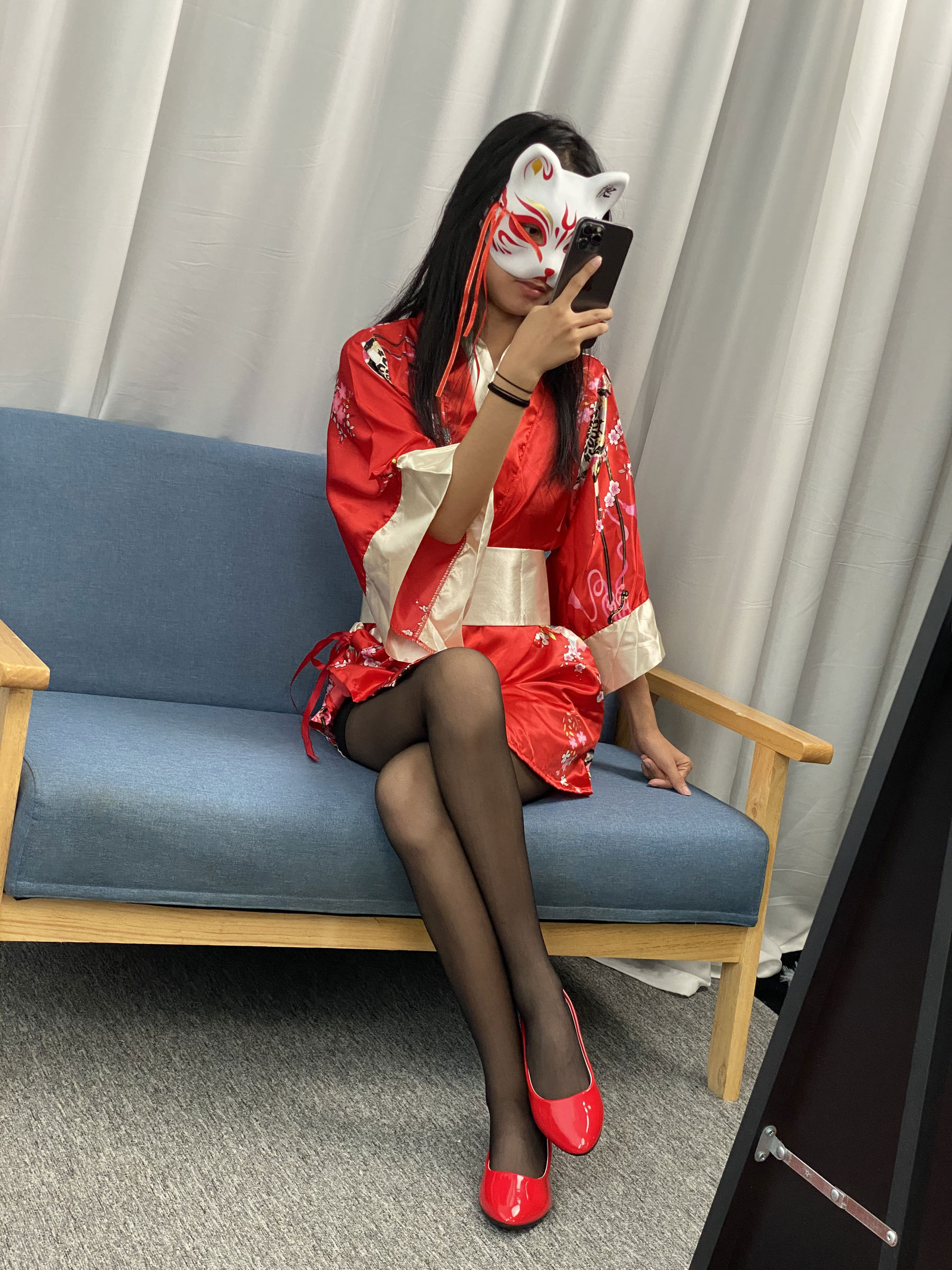 三禾摄影 No.052 和服 黑丝 肉丝 平底鞋/(226P)