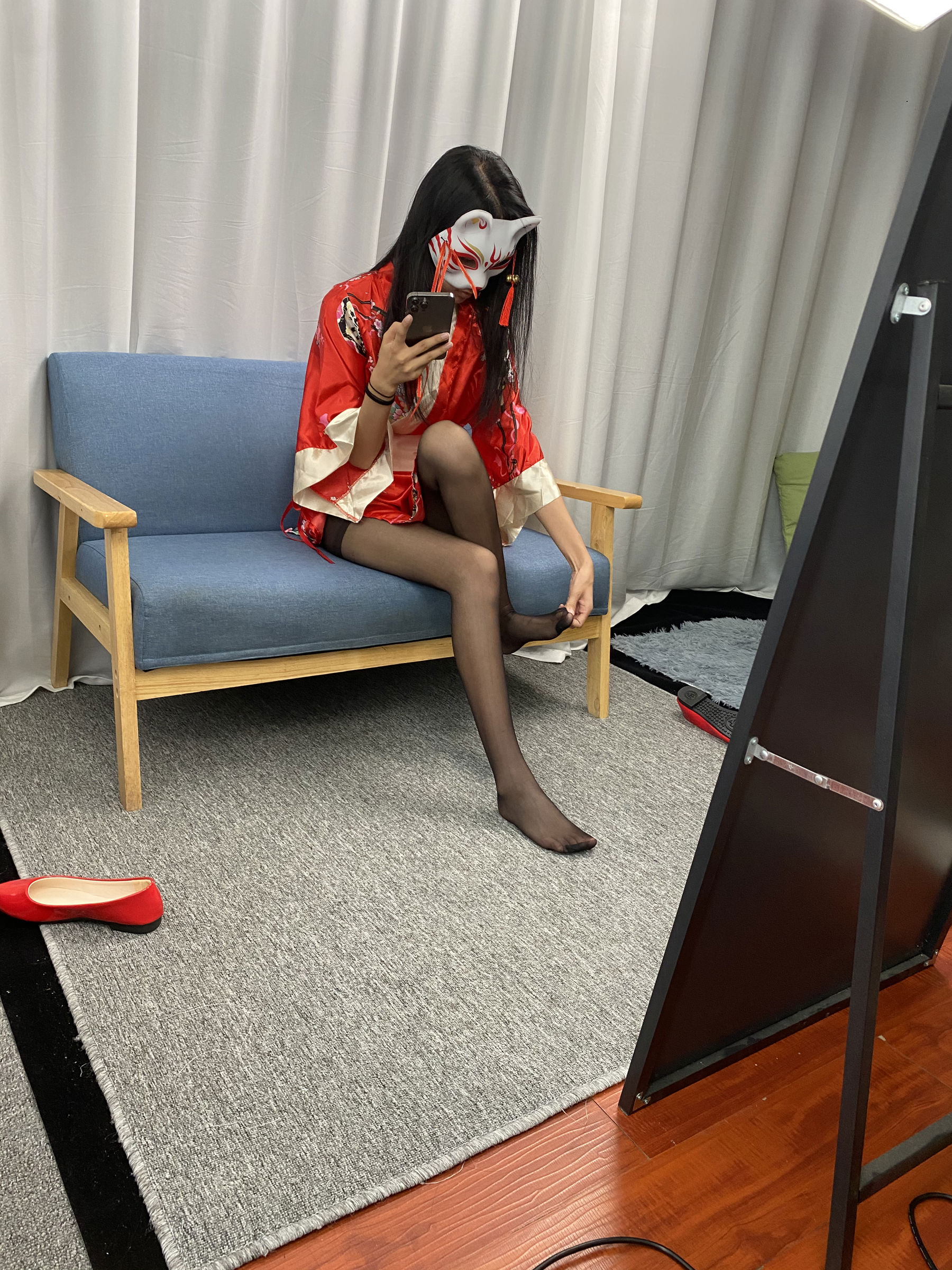 三禾摄影 No.052 和服 黑丝 肉丝 平底鞋/(226P)