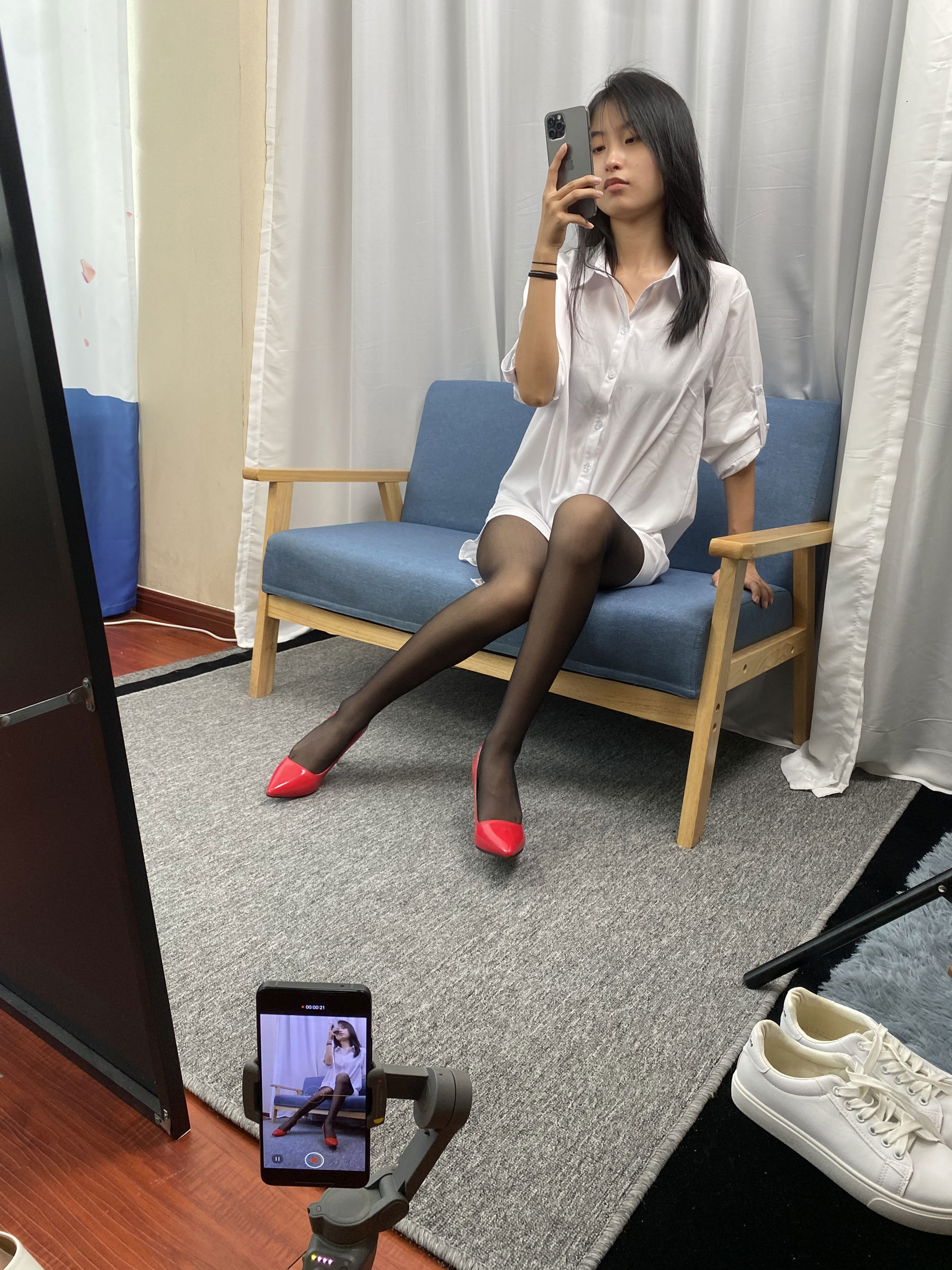三禾摄影 No.051 白衬衣 黑丝 高跟/(128P)