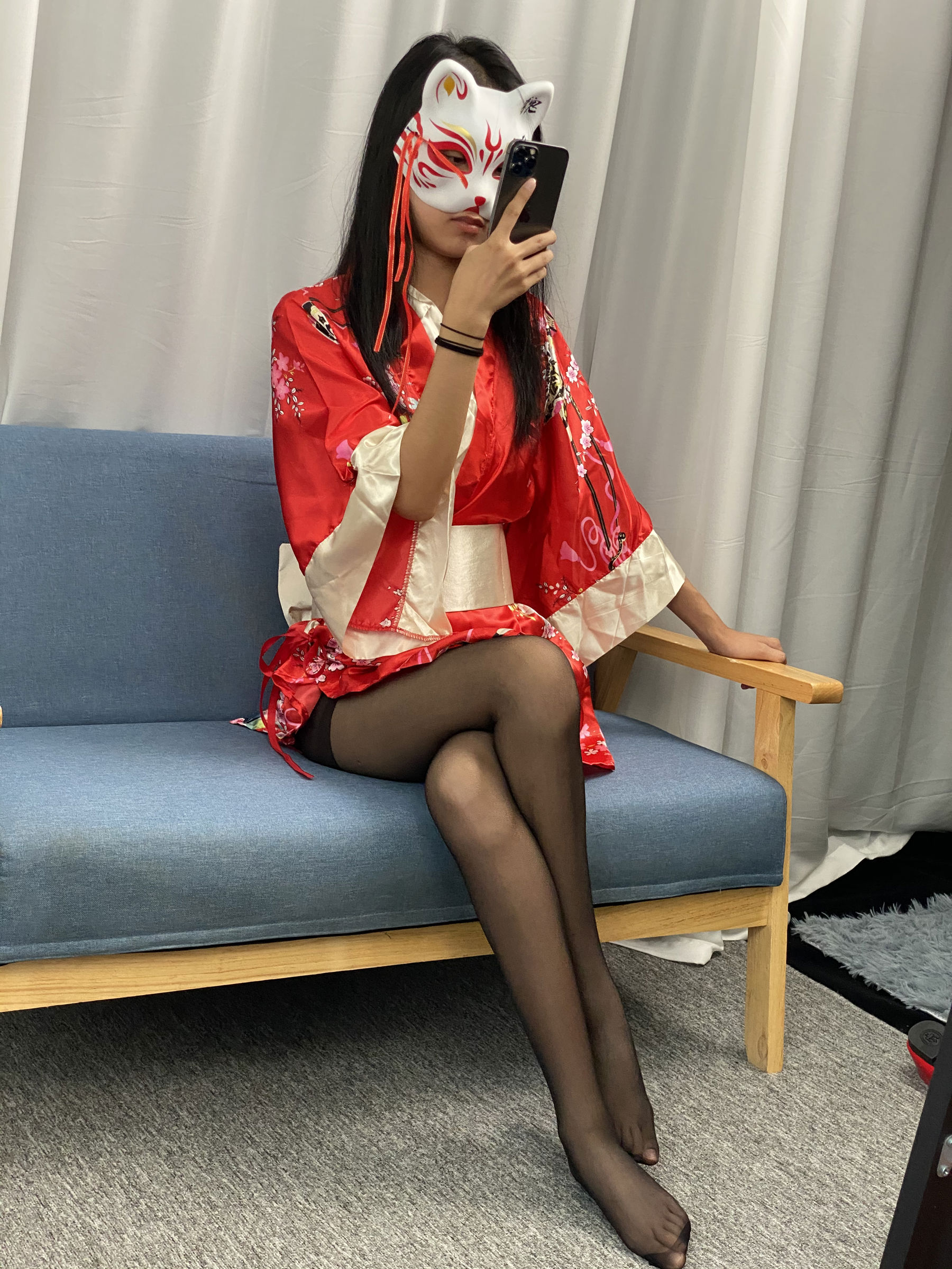 三禾摄影 No.052 和服 黑丝 肉丝 平底鞋/(226P)