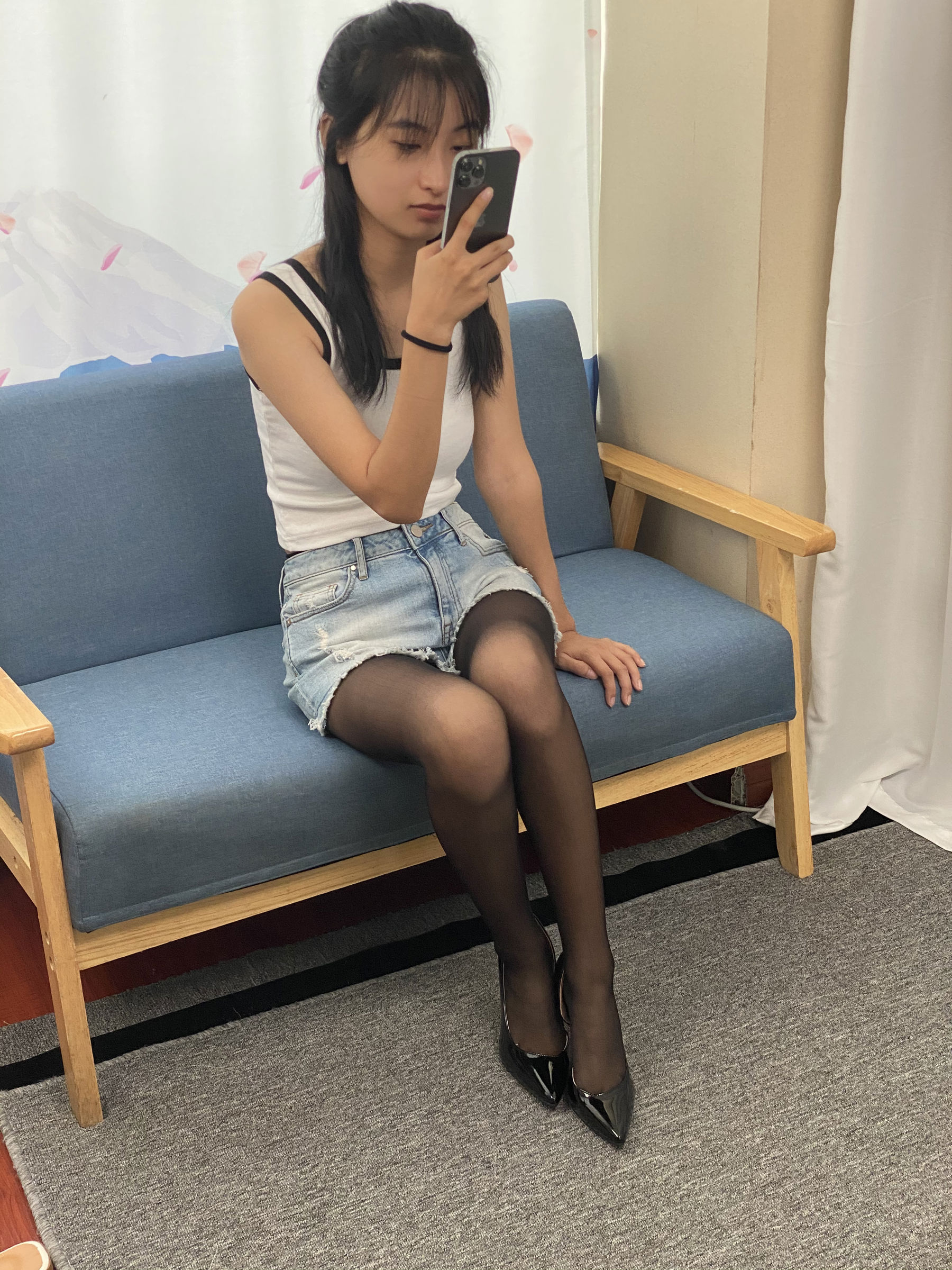 三禾摄影 No.057 黑丝 高跟 牛仔短裤/(138P)