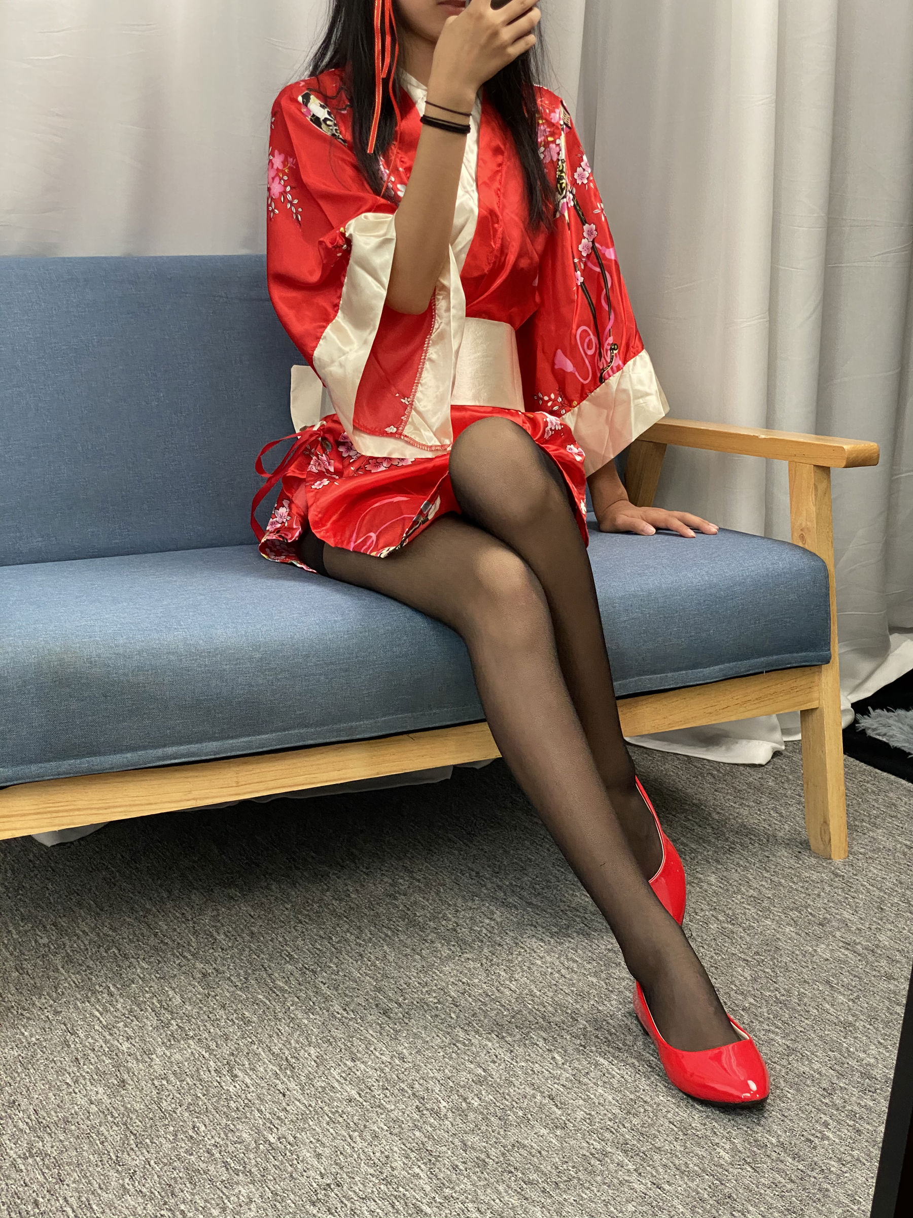 三禾摄影 No.052 和服 黑丝 肉丝 平底鞋/(226P)