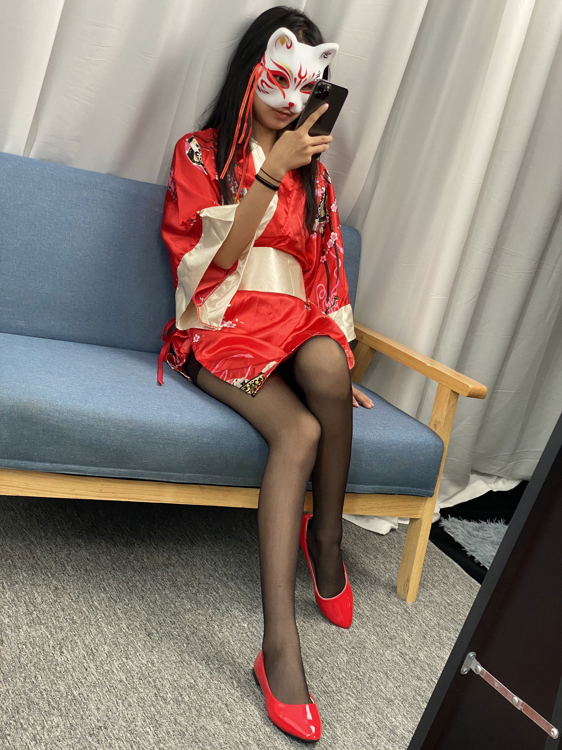 三禾摄影 No.052 和服 黑丝 肉丝 平底鞋/(226P)